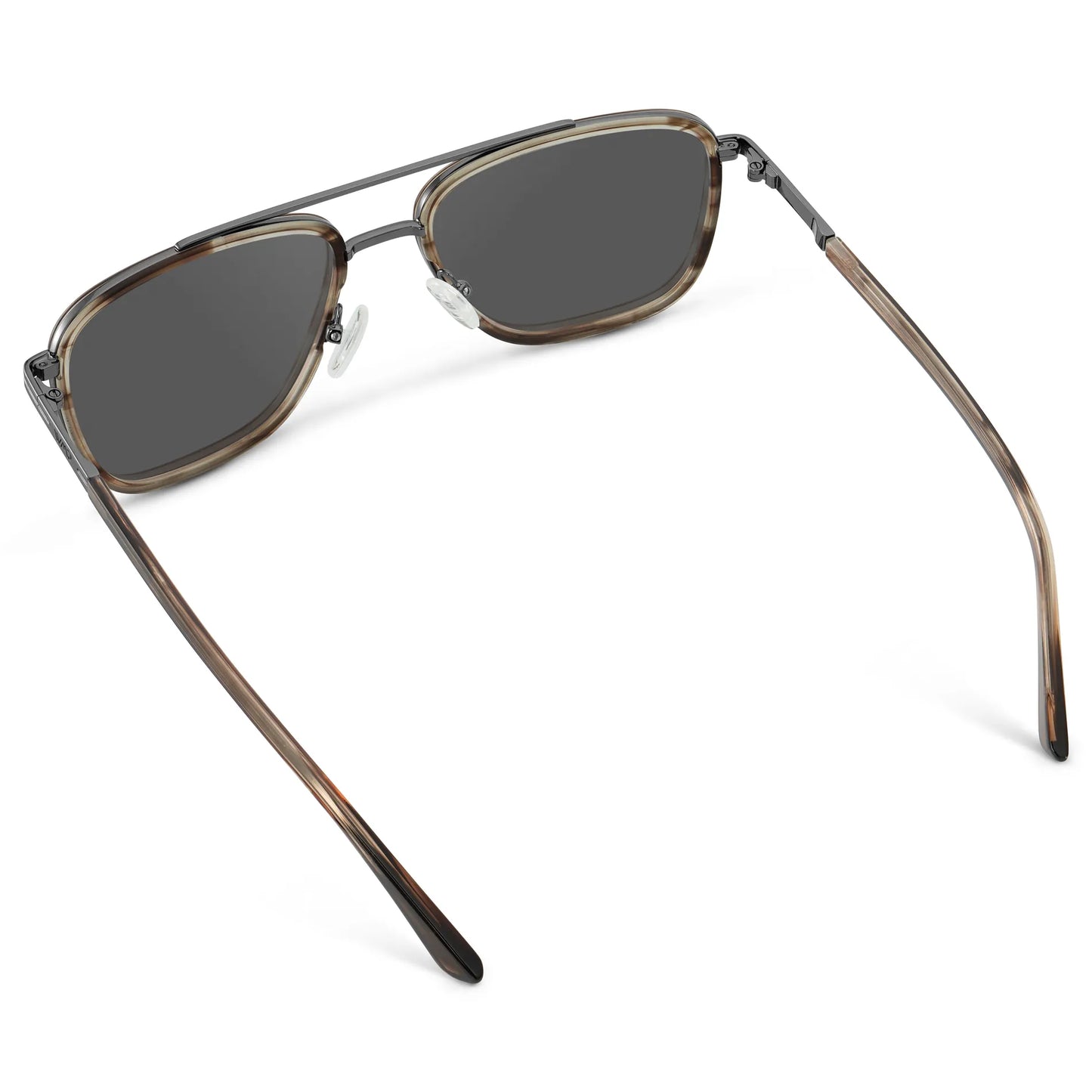 Timber Brown / Grey || Back view of Men's Metal Double Bridge Aviator Prescription Sunglasses with Timber Brown frame and Grey Lens on a white background
