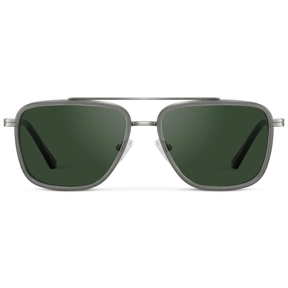 Smoke Grey / Smoke Green Lens || Men's Aviator Sunglasses with Smoke Grey frame and Smoke Green Lens on a white background