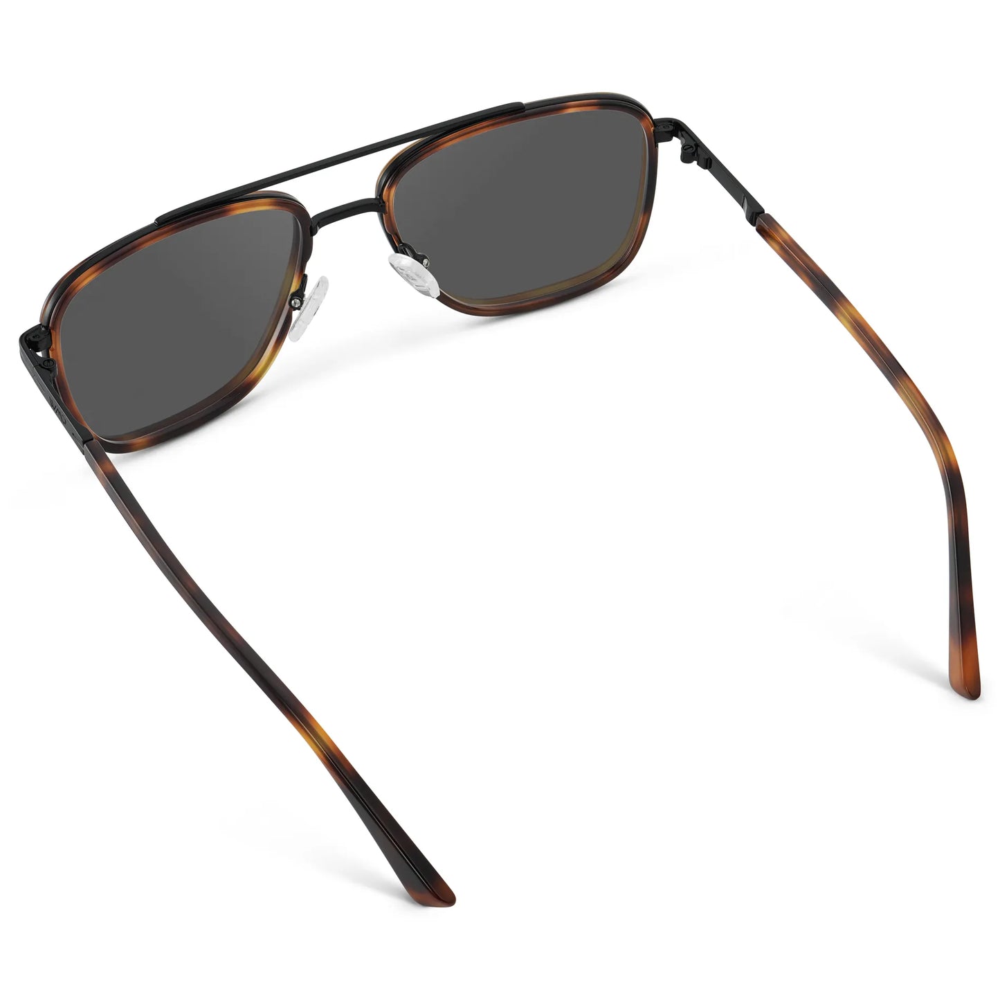 Brown Tortoise / Grey || Back view of Men's Metal Double Bridge Aviator Prescription Sunglasses with Brown Tortoise frame and Grey Lens on a white background