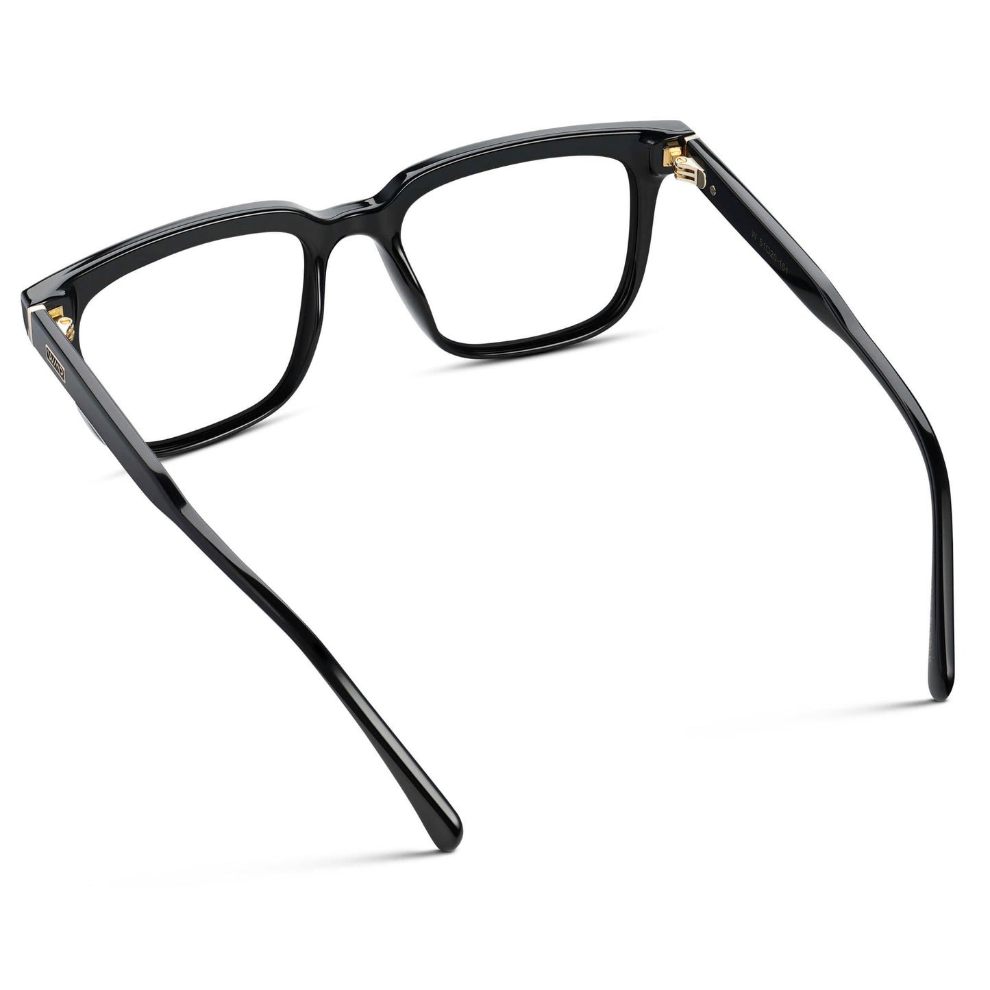 Black || Men's Thick Square Eyeglasses with Black Acetate Frame and Clear Prescription Lens