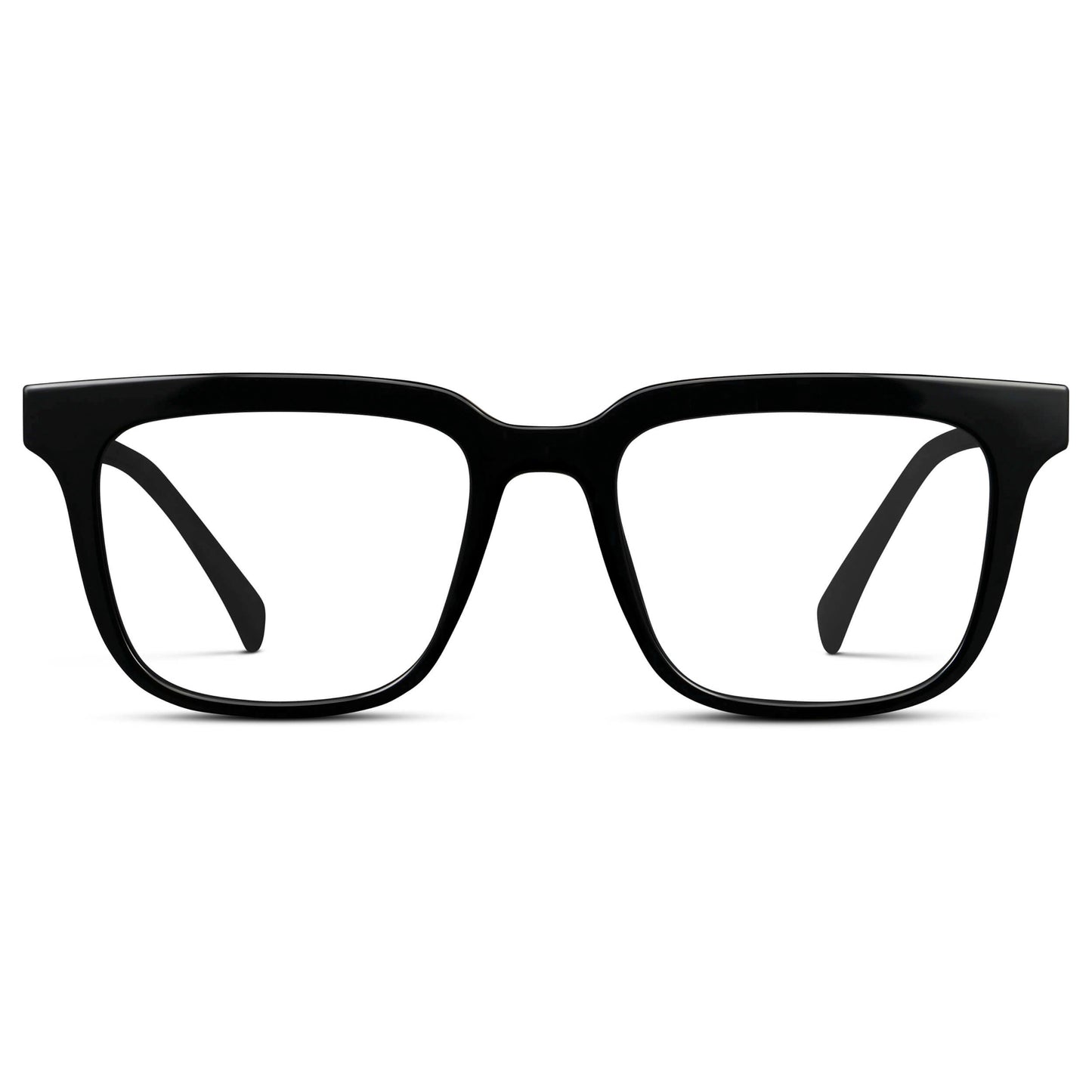 Black || Men's Thick Square Eyeglasses with Black Acetate Frame and Clear Prescription Lens
