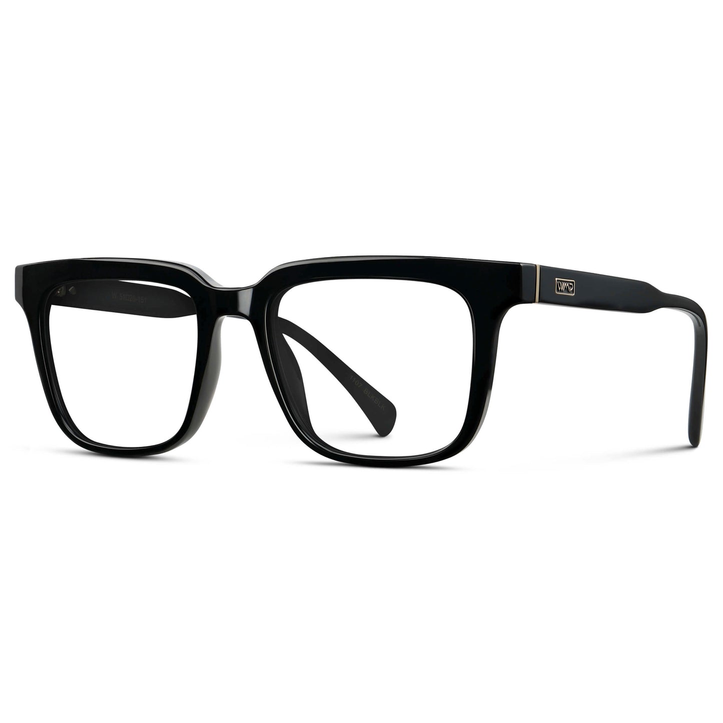 Black || Men's Thick Square Eyeglasses with Black Acetate Frame and Clear Prescription Lens