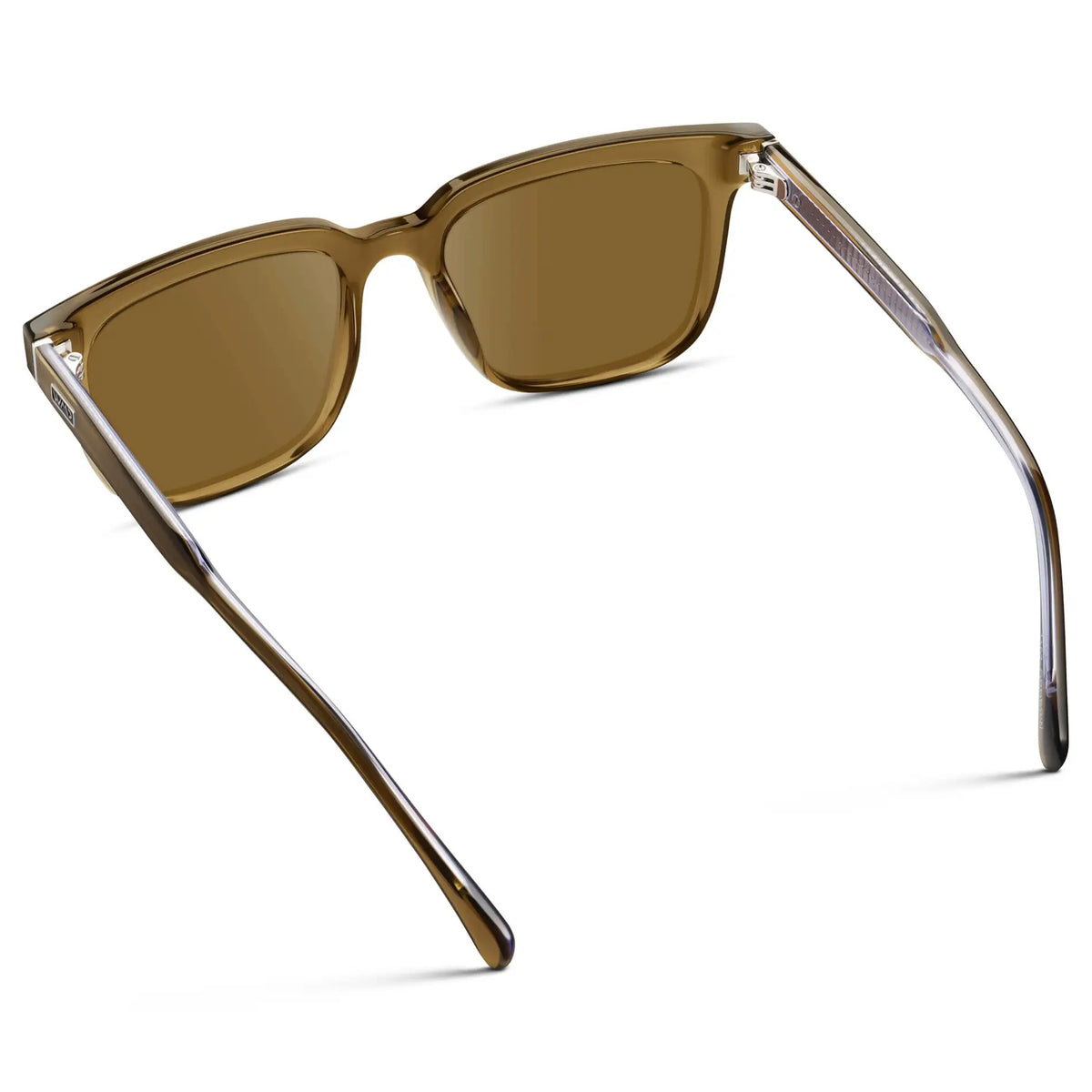 Crystal Verde / Amber || Back view of Men's Thick Square Prescription Sunglasses with Crystal Verde Acetate Frame and Amber Lens