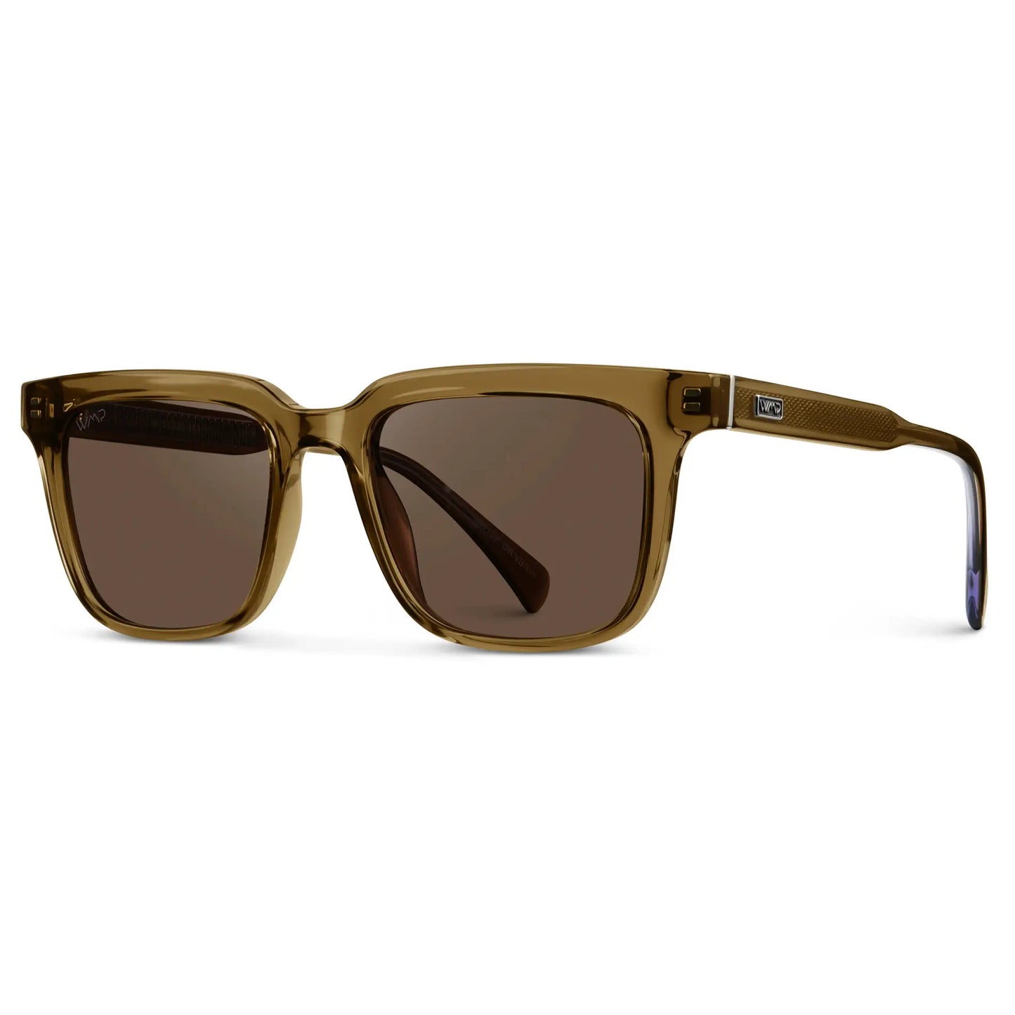 Crystal Verde / Brown Lens || Men's Thick Square Sunglasses with Crystal Verde Acetate Frame and Brown Polarized Lens