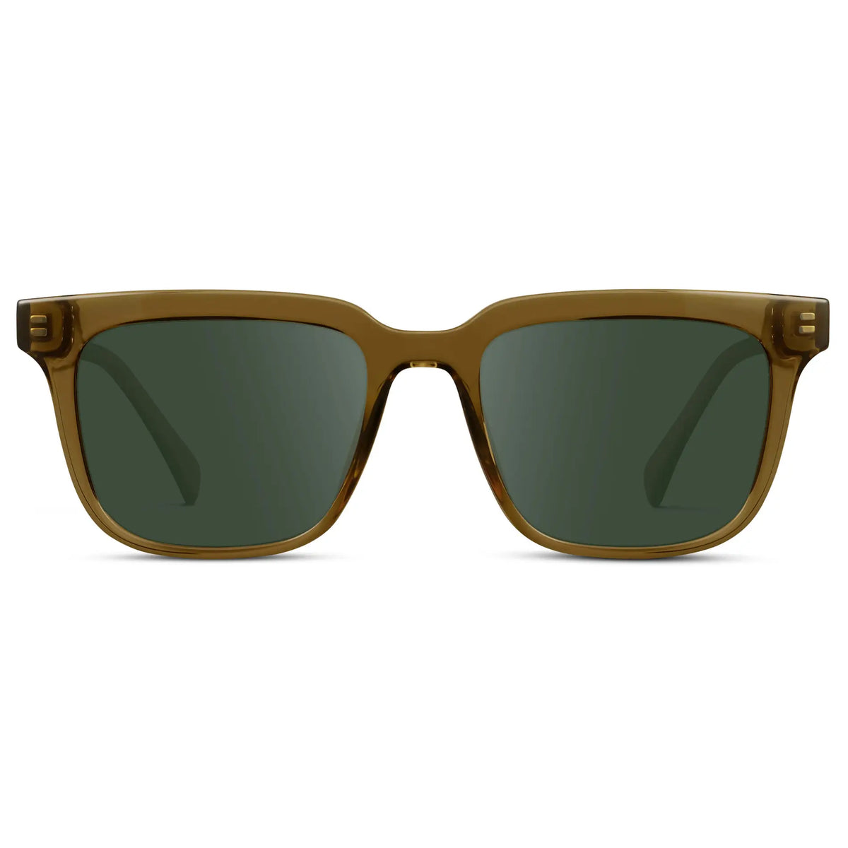 Crystal Verde / G15 || Front view of Men's Thick Square Prescription Sunglasses with Crystal Verde Acetate Frame and Green Lens