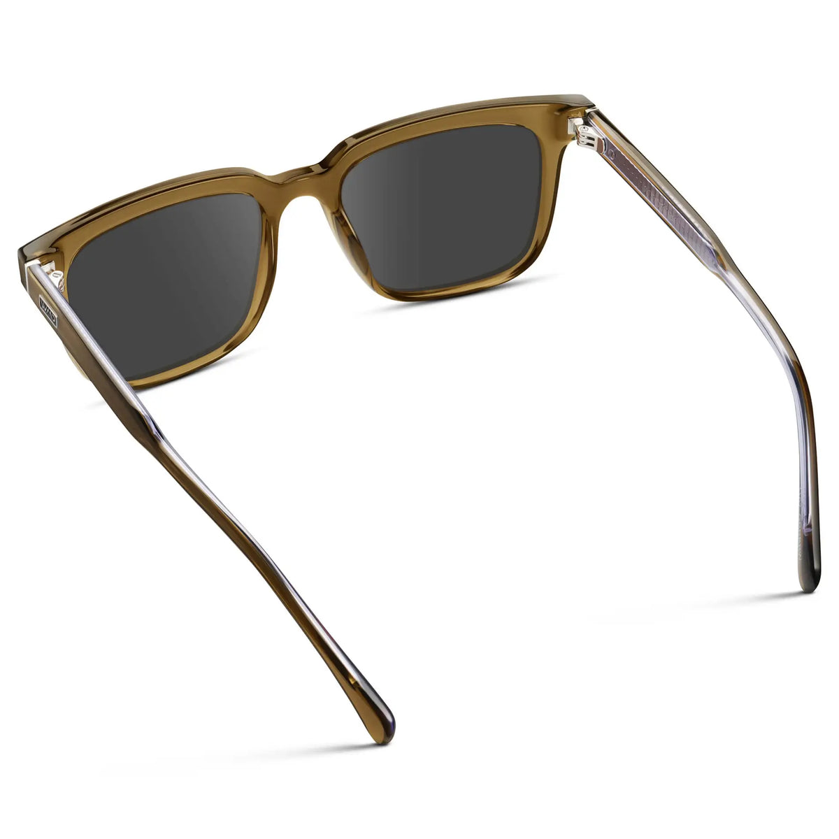 Crystal Verde / Grey || Back view of Men's Thick Square Prescription Sunglasses with Crystal Verde Acetate Frame and Grey Lens