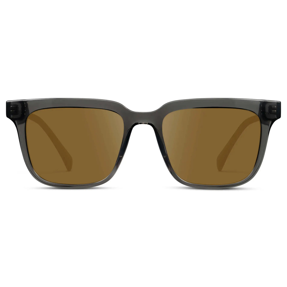 Smoke Grey / Amber || Front view of Men's Thick Square Prescription Sunglasses with Smoke Grey Acetate Frame and Amber Lens