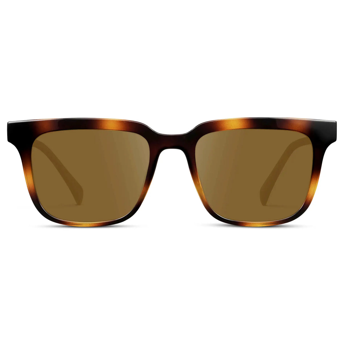 Whiskey Tortoise / Amber || Front view of Men's Thick Square Prescription Sunglasses with Whiskey Tortoise Acetate Frame and Amber Lens