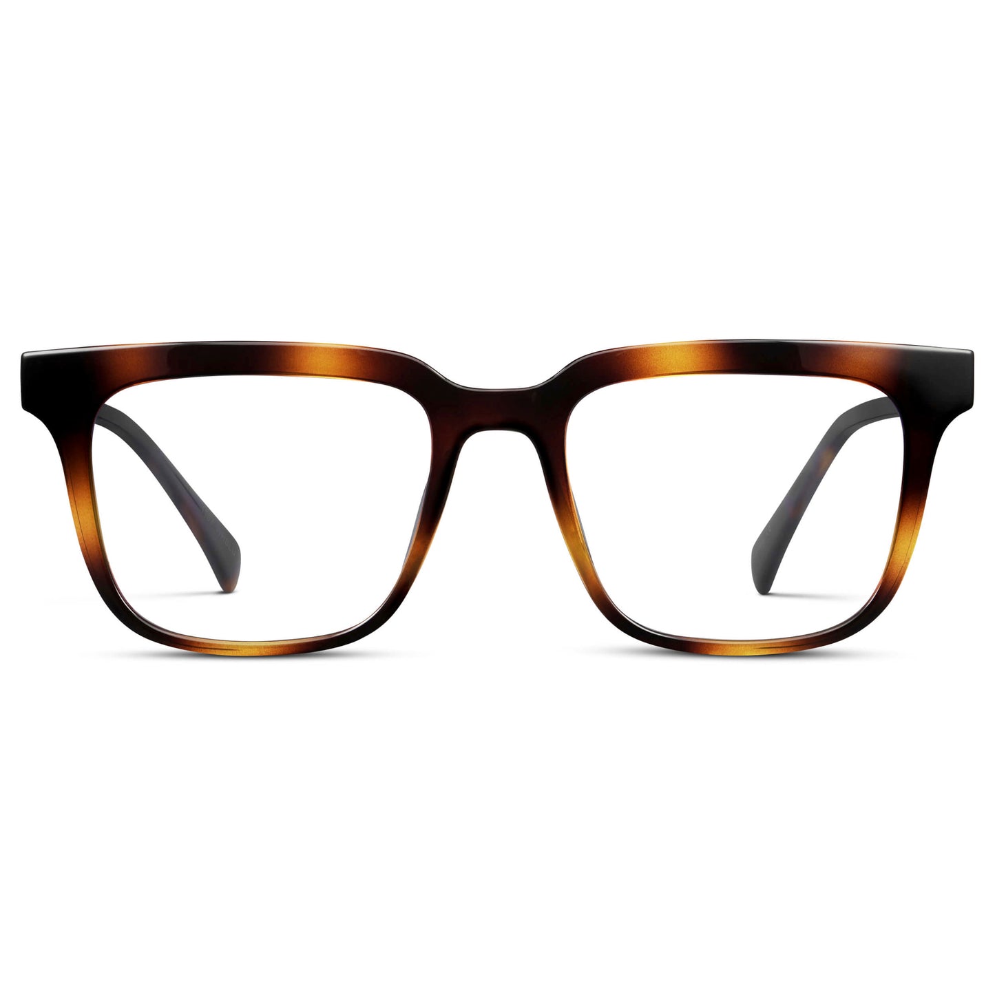 Whiskey Tortoise || Men's Thick Square Eyeglasses with Whiskey Tortoise Acetate Frame and Clear Prescription Lens