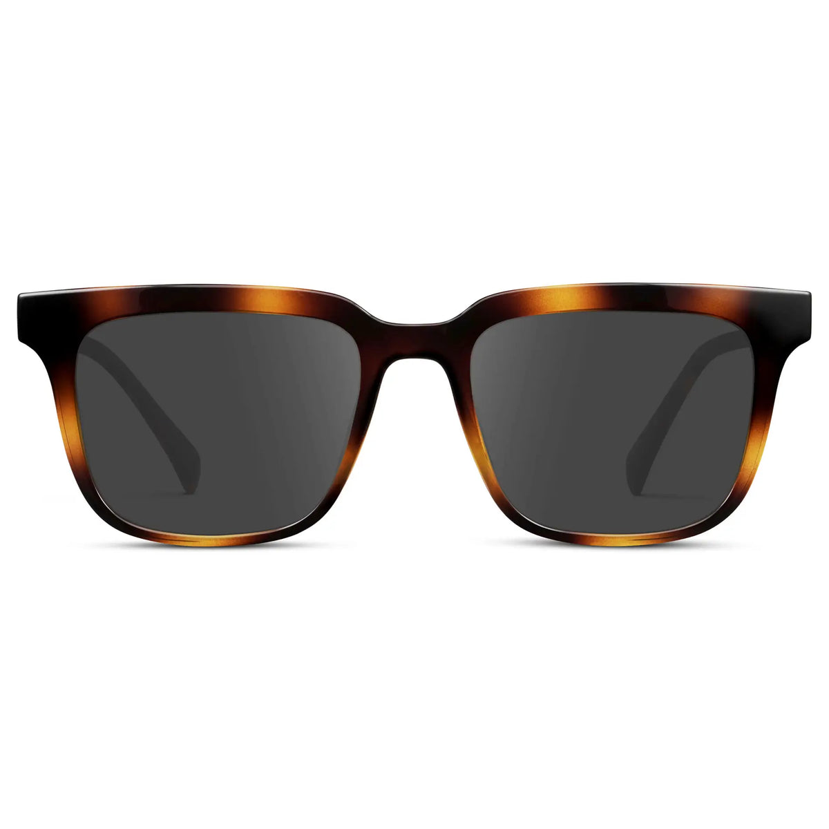 Whiskey Tortoise / Grey || Front view of Men's Thick Square Prescription Sunglasses with Whiskey Tortoise Acetate Frame and Grey Lens