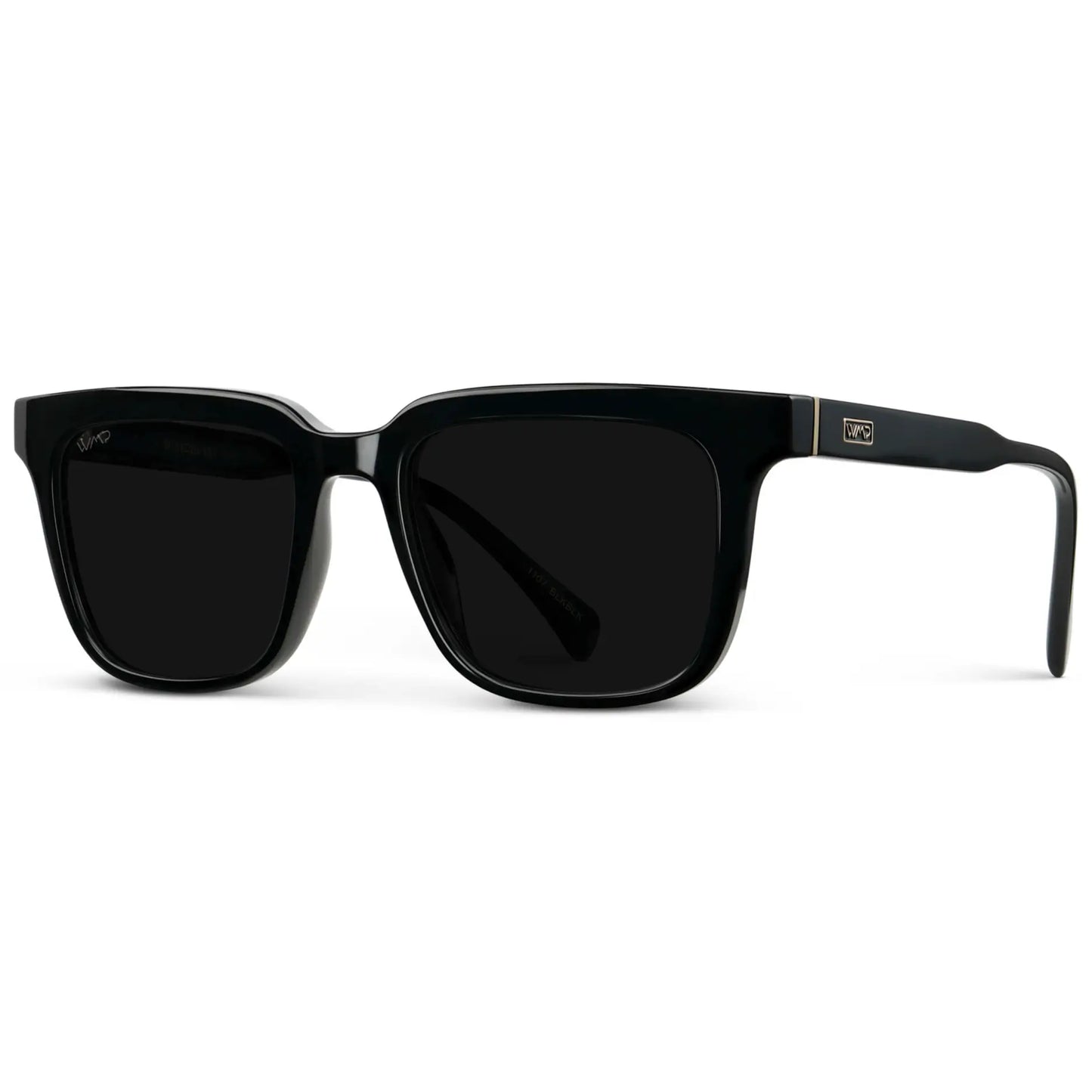 Black / Triple Black Lens || Men's Thick Square Sunglasses with Black Acetate Frame and Triple Black Polarized Lens
