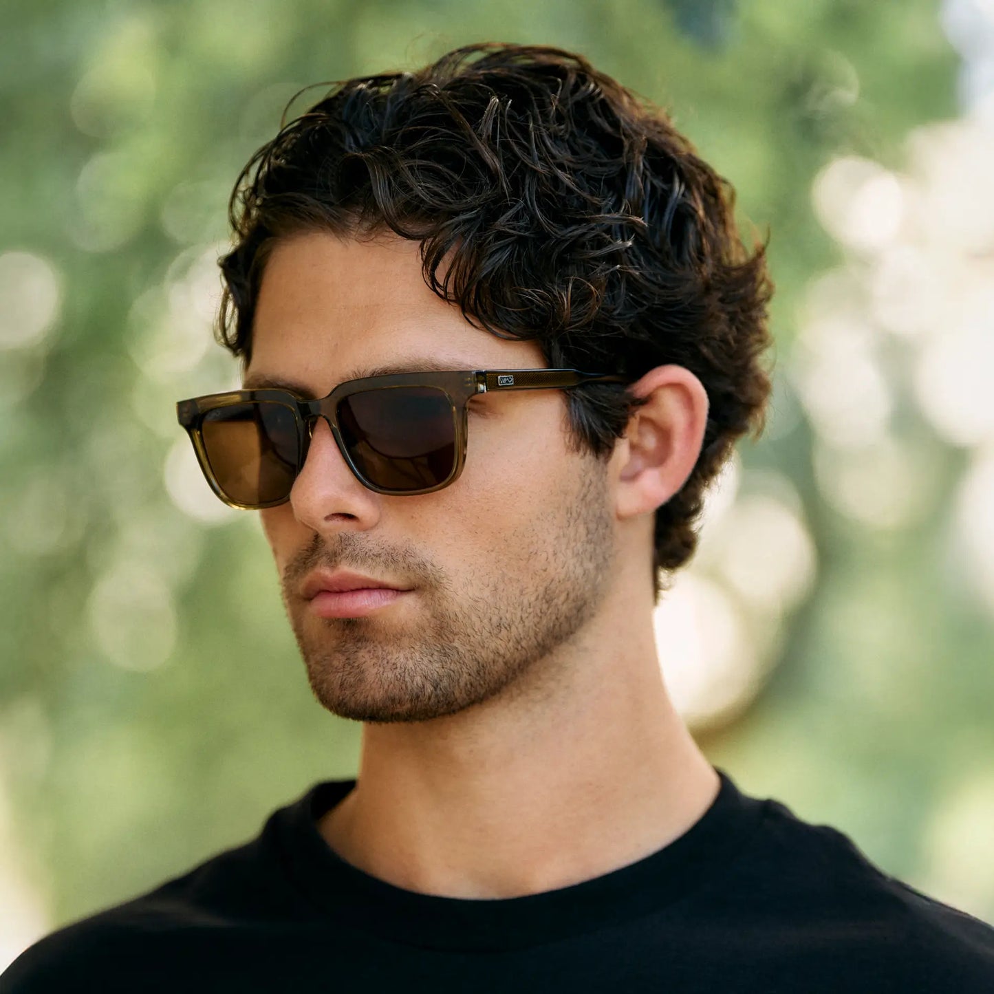 Crystal Verde / Brown Lens || Men's Thick Square Sunglasses with Crystal Verde Acetate Frame and Brown Polarized Lens