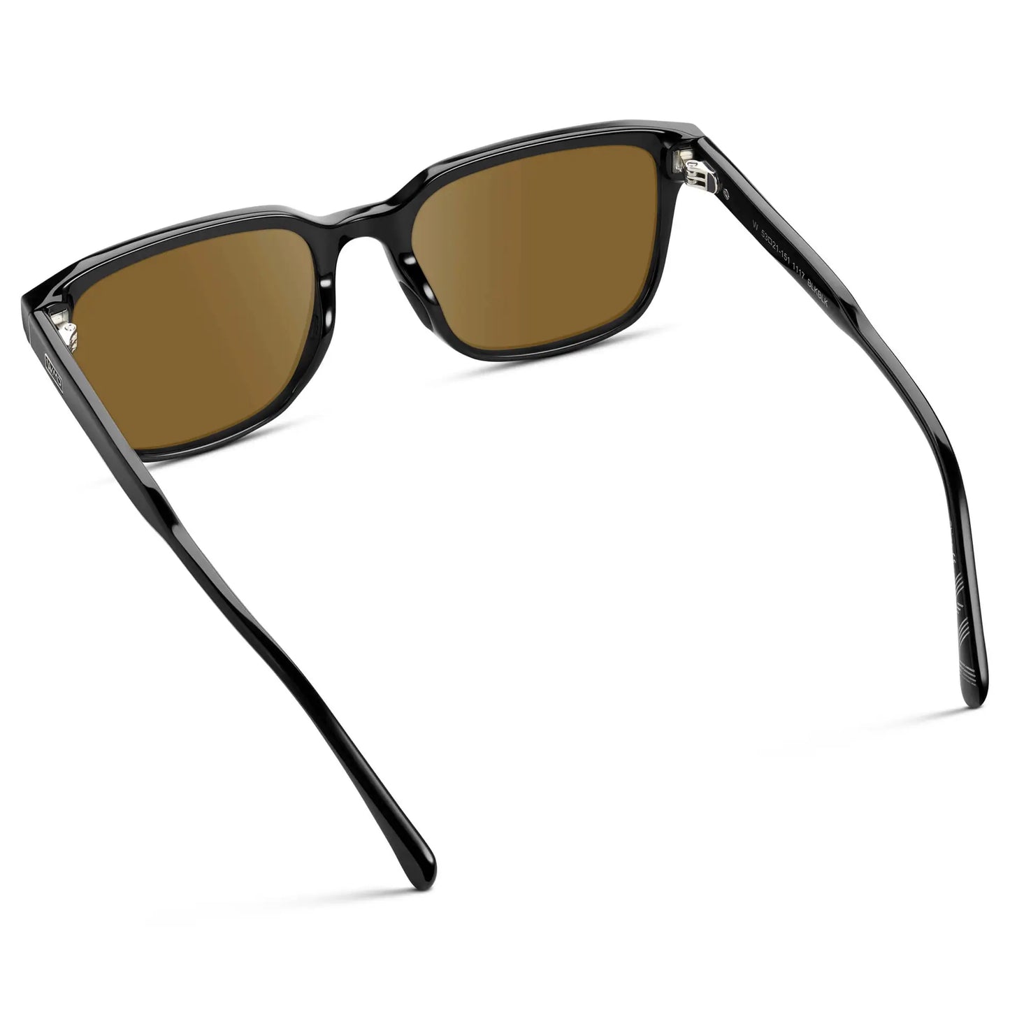 Black / Amber || Men's Geometric Rectangular Prescription Sunglasses with Black Acetate Frame and Amber Lens