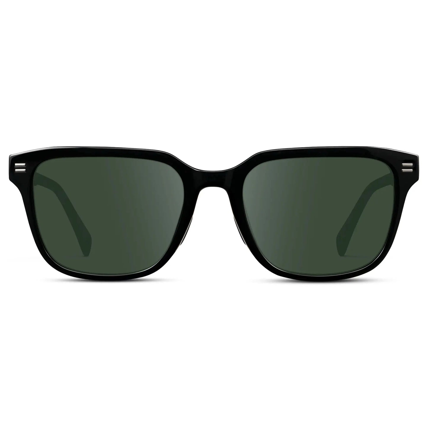Black / G15 || Men's Geometric Rectangular Prescription Sunglasses with Black Acetate Frame and Green Lens