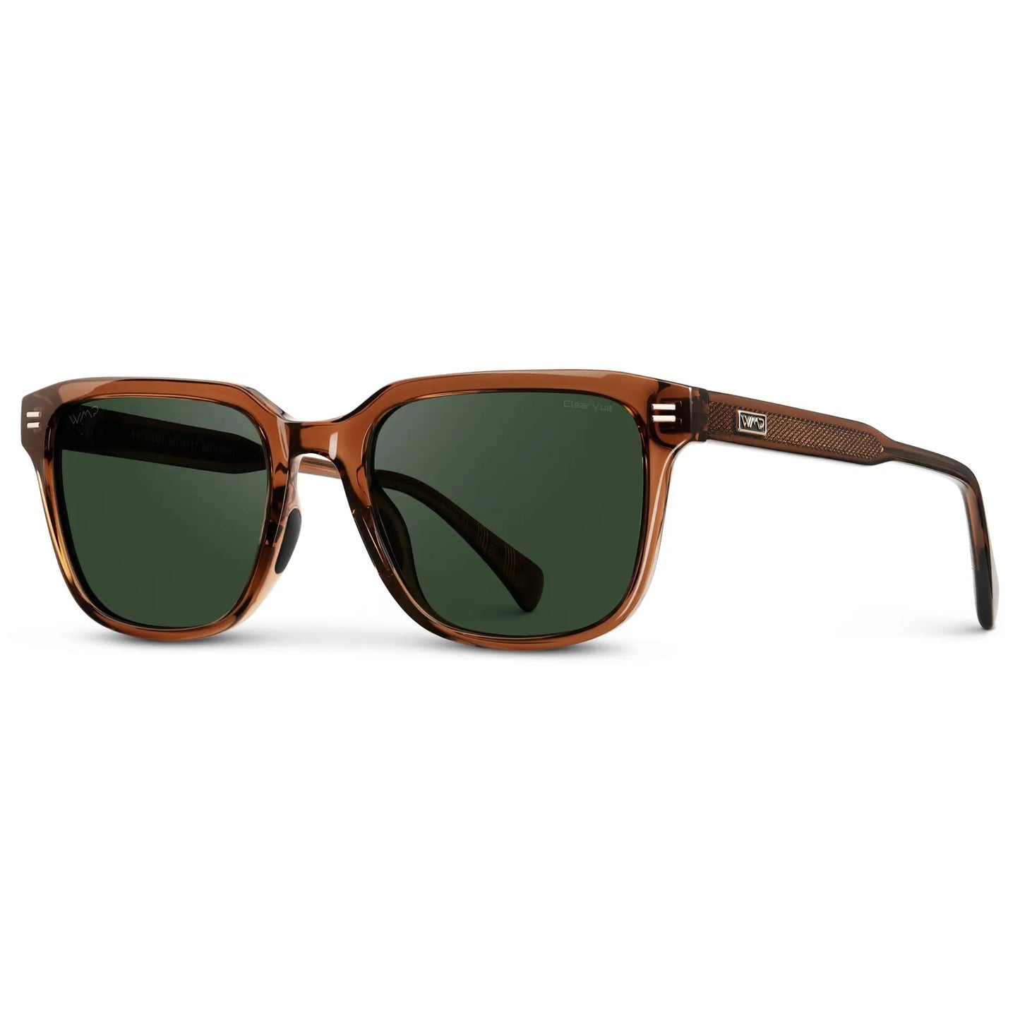Canyon Brown / Smoke Green Lens || Men's Geometric Rectangular Non-Slip Golf Sunglasses with Canyon Brown Acetate Frame and Smoke Green Polarized Oleophobic Lens