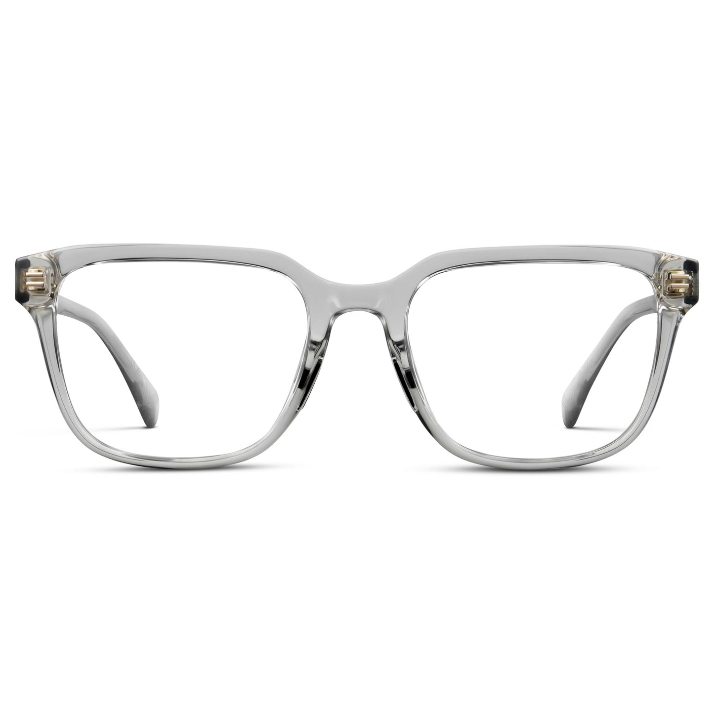Crystal Ice Grey || Men's Geometric Rectangular Eyeglasses with Crystal Ice Grey Clear Acetate Frame and Clear Prescription Lens