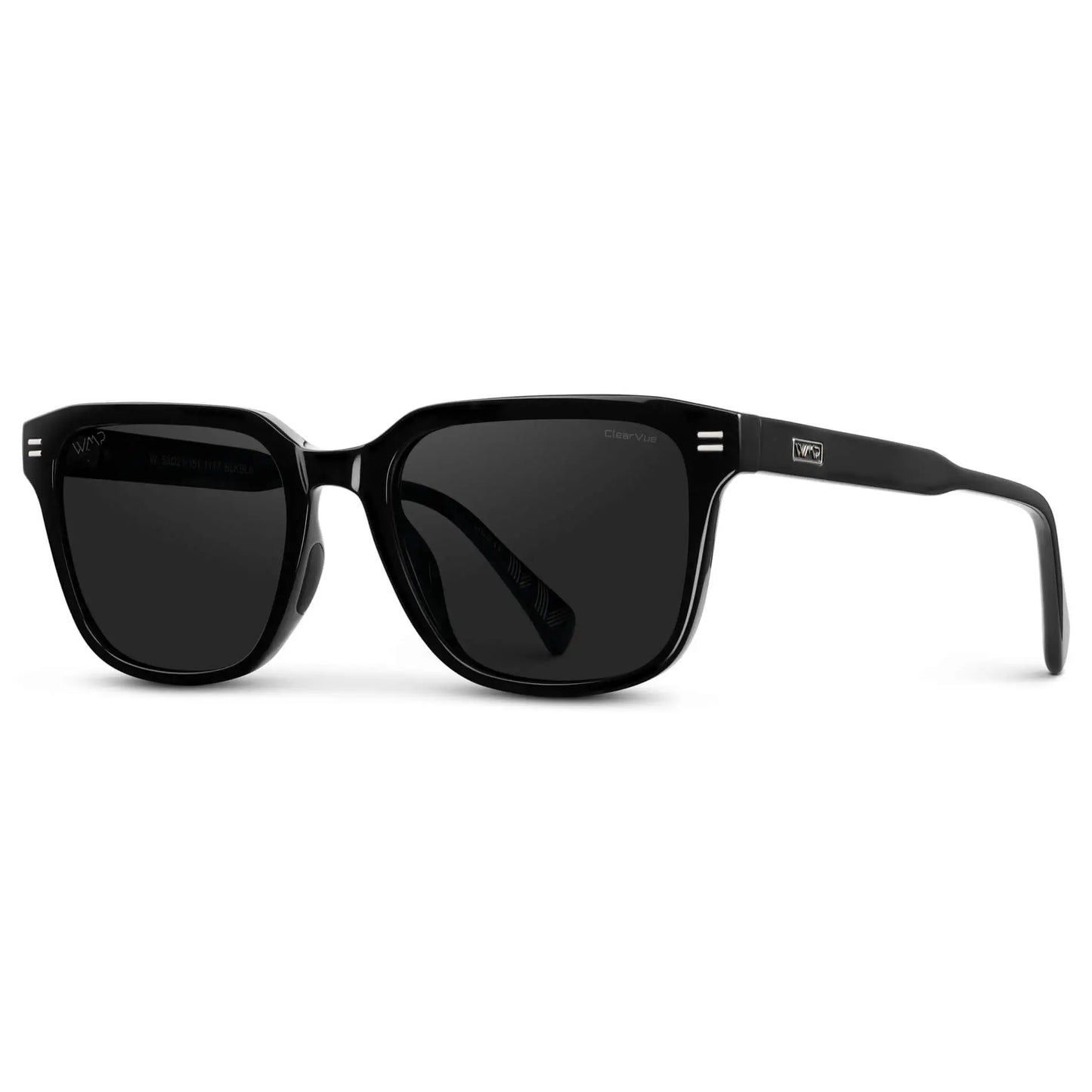 Black / Black Lens || Men's Geometric Rectangular Non-Slip Golf Sunglasses with Black Acetate Frame and Black Polarized Oleophobic Lens