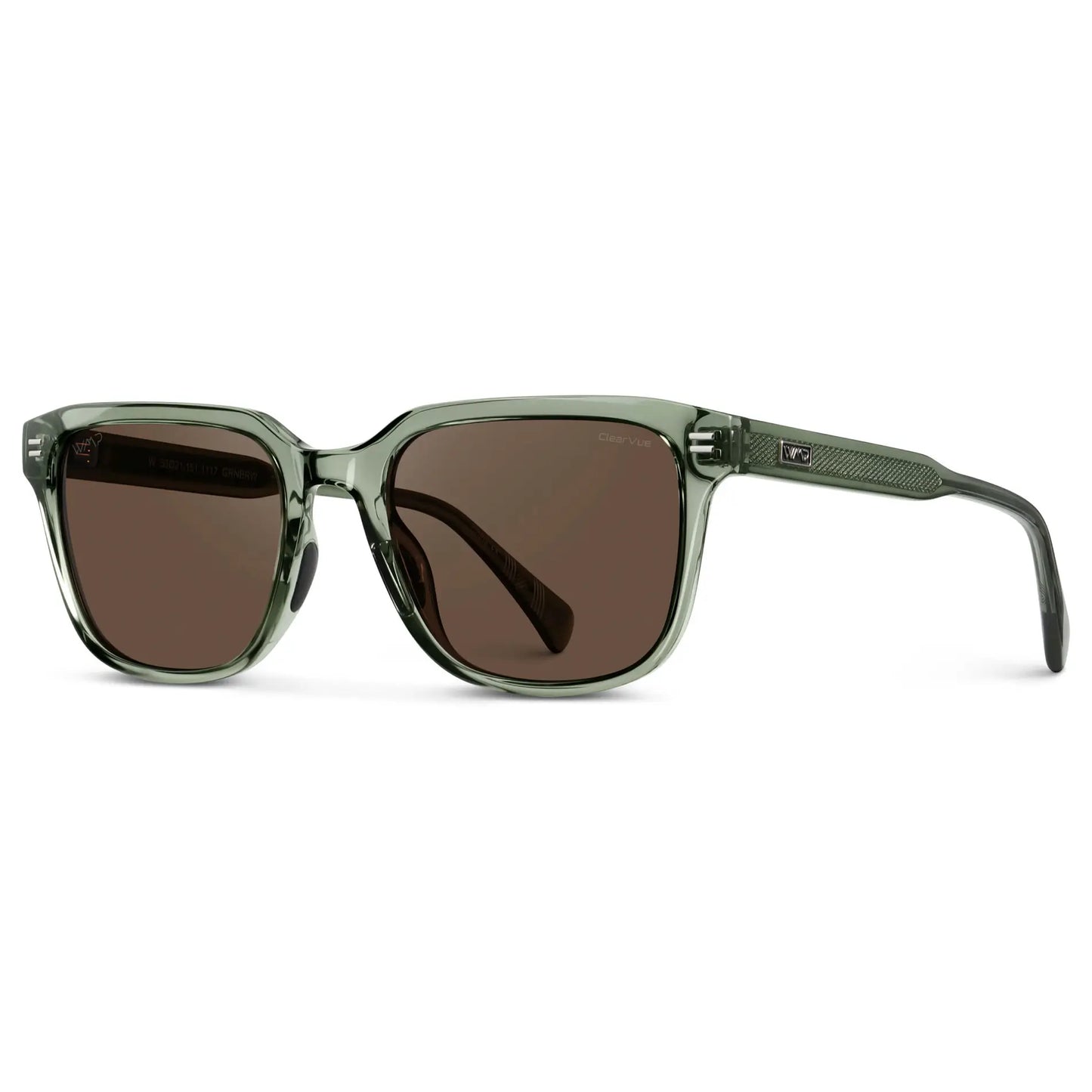 Crystal Agave Green / Brown Lens || Men's Geometric Rectangular Non-Slip Golf Sunglasses with Crystal Agave Green Acetate Frame and Brown Polarized Oleophobic Lens