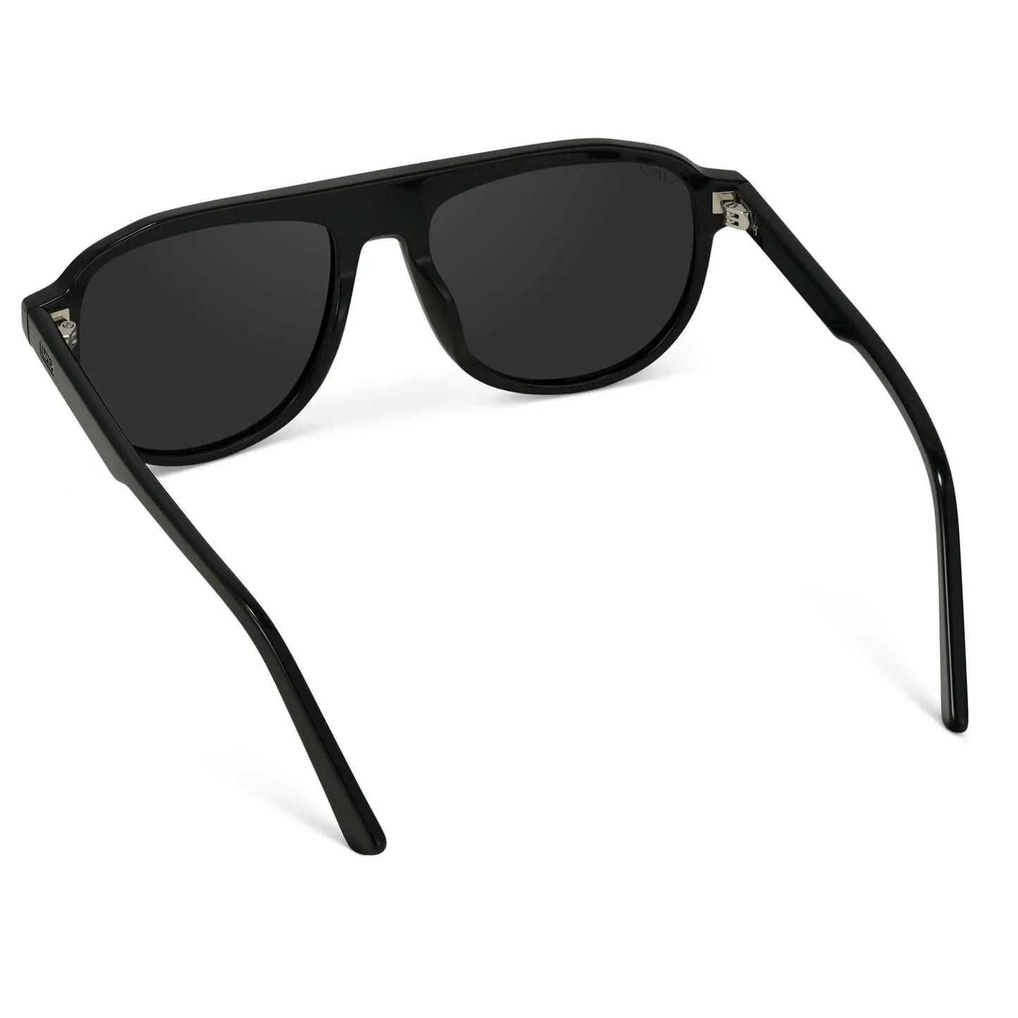 Glossy Black / Black Lens || Black Aviator Sunglasses with Black Polarized Lenses