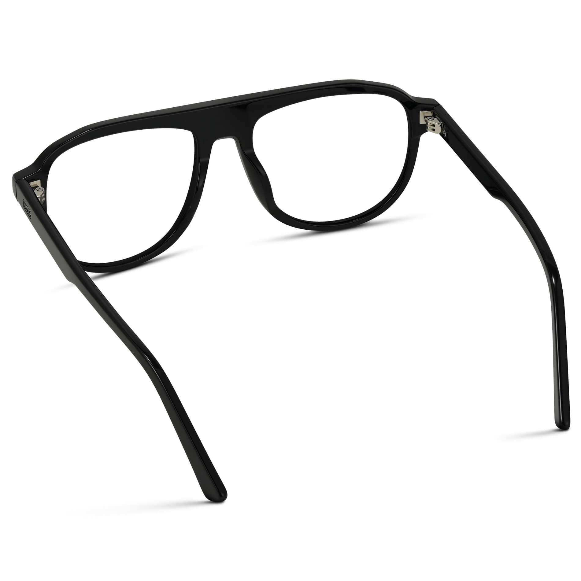 Glossy Black || Aviator Eyeglasses with Black Frame and Clear Lenses