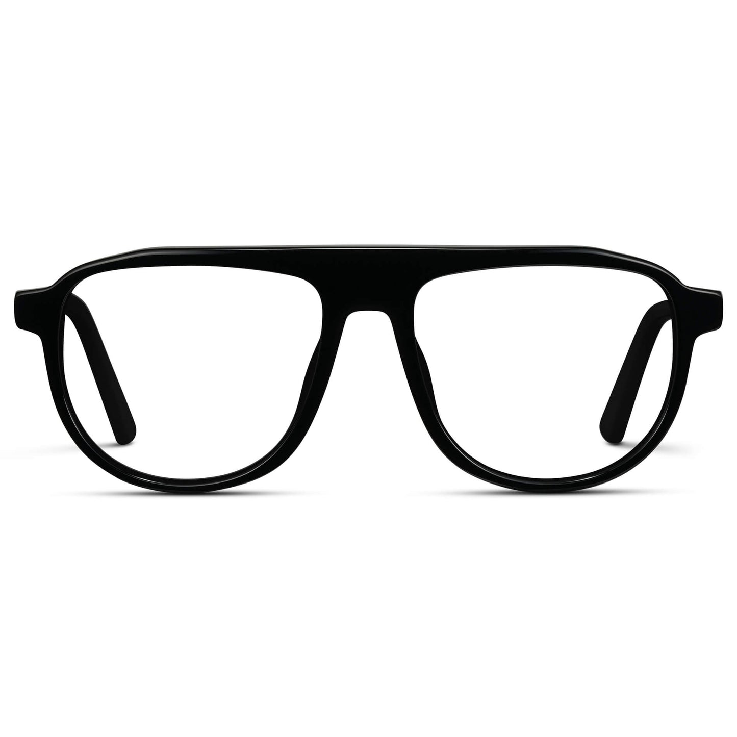 Glossy Black || Aviator Eyeglasses with Black Frame and Clear Lenses