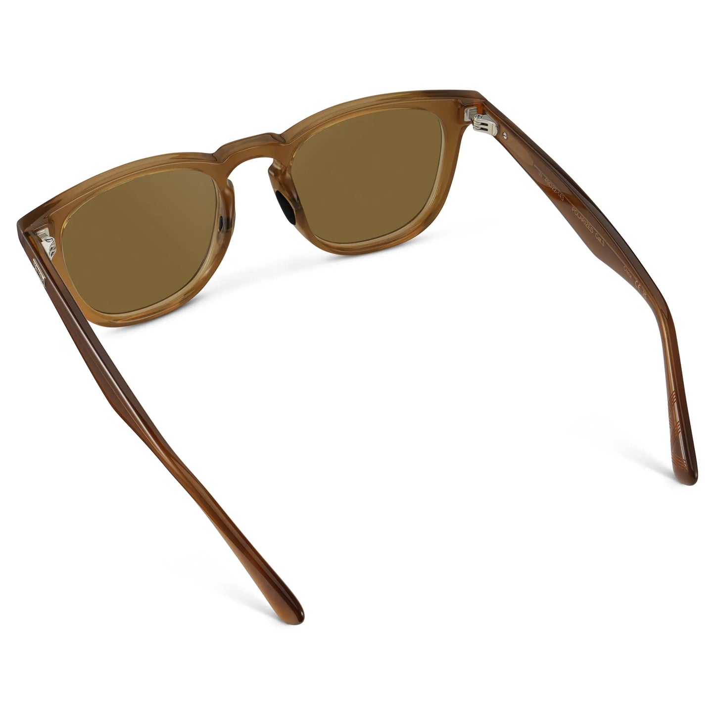 Dune Brown / Amber || Back view of Men's Round Prescription Sunglasses with Dune Brown Frame and Brown Lens on a white background