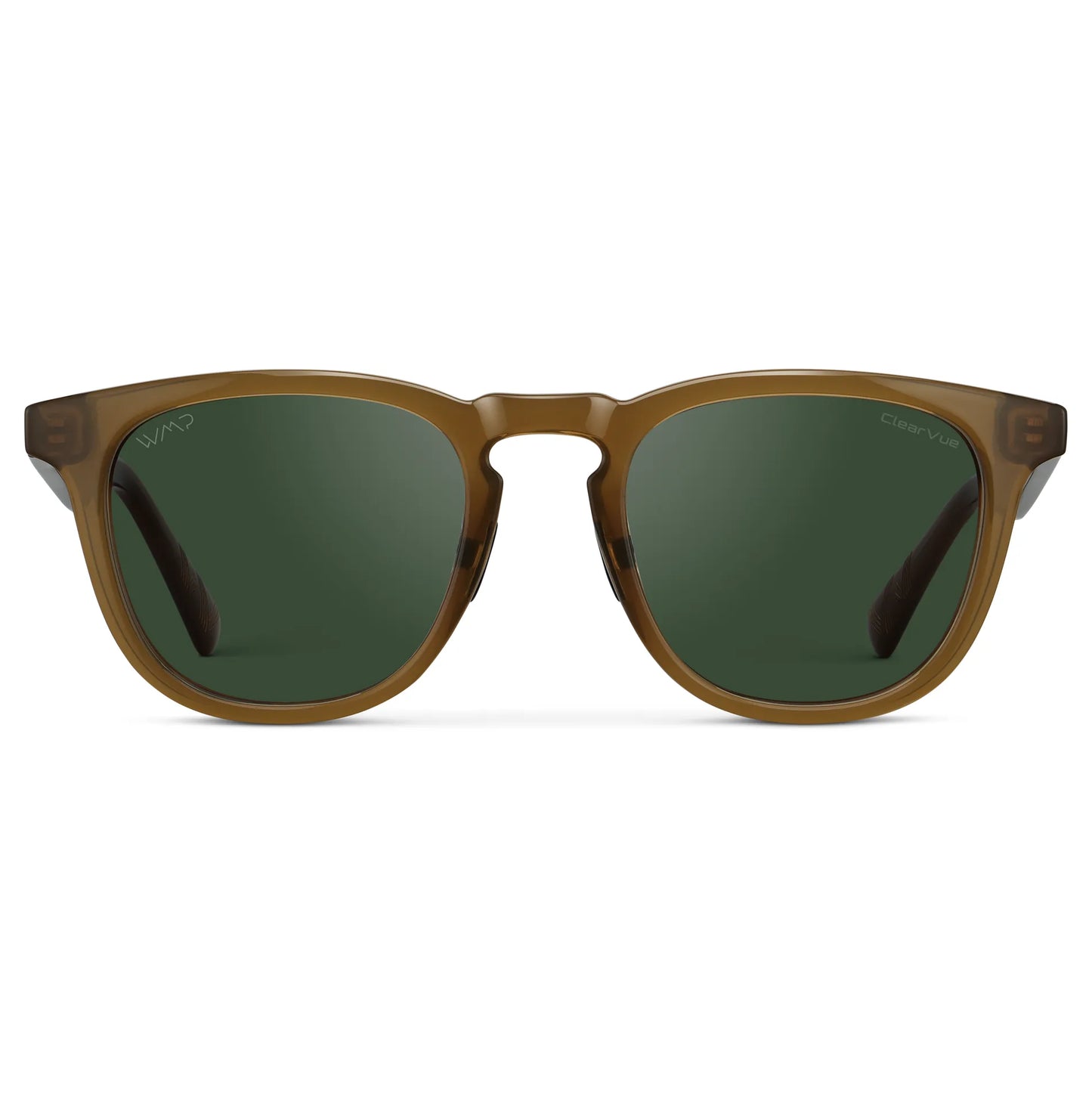 Dune Brown / Smoke Green Lens || Dune Brown Men's Round Frame Sunglasses with Brown Polarized Lenses on a white background