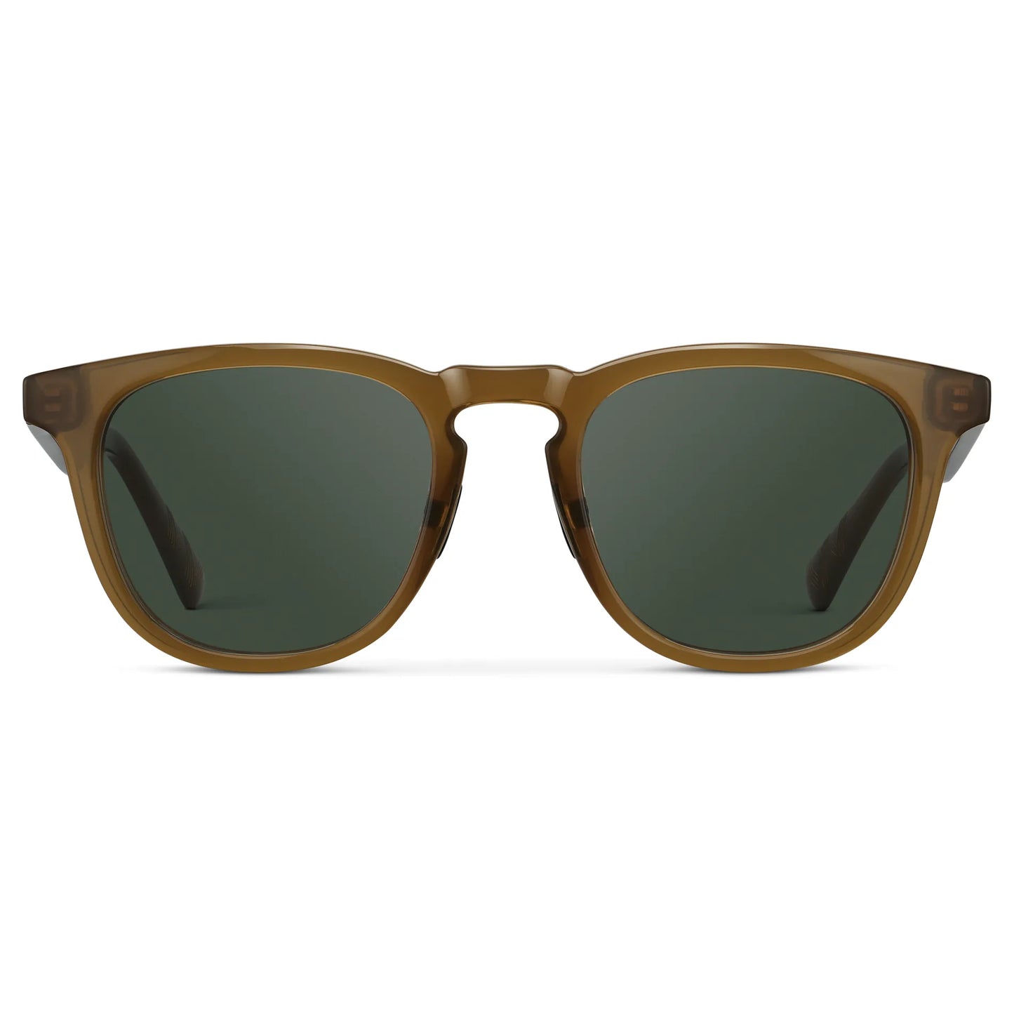 Dune Brown / G15 || Men's Round Prescription Sunglasses with Dune Brown Frame and Green Lens on a white background