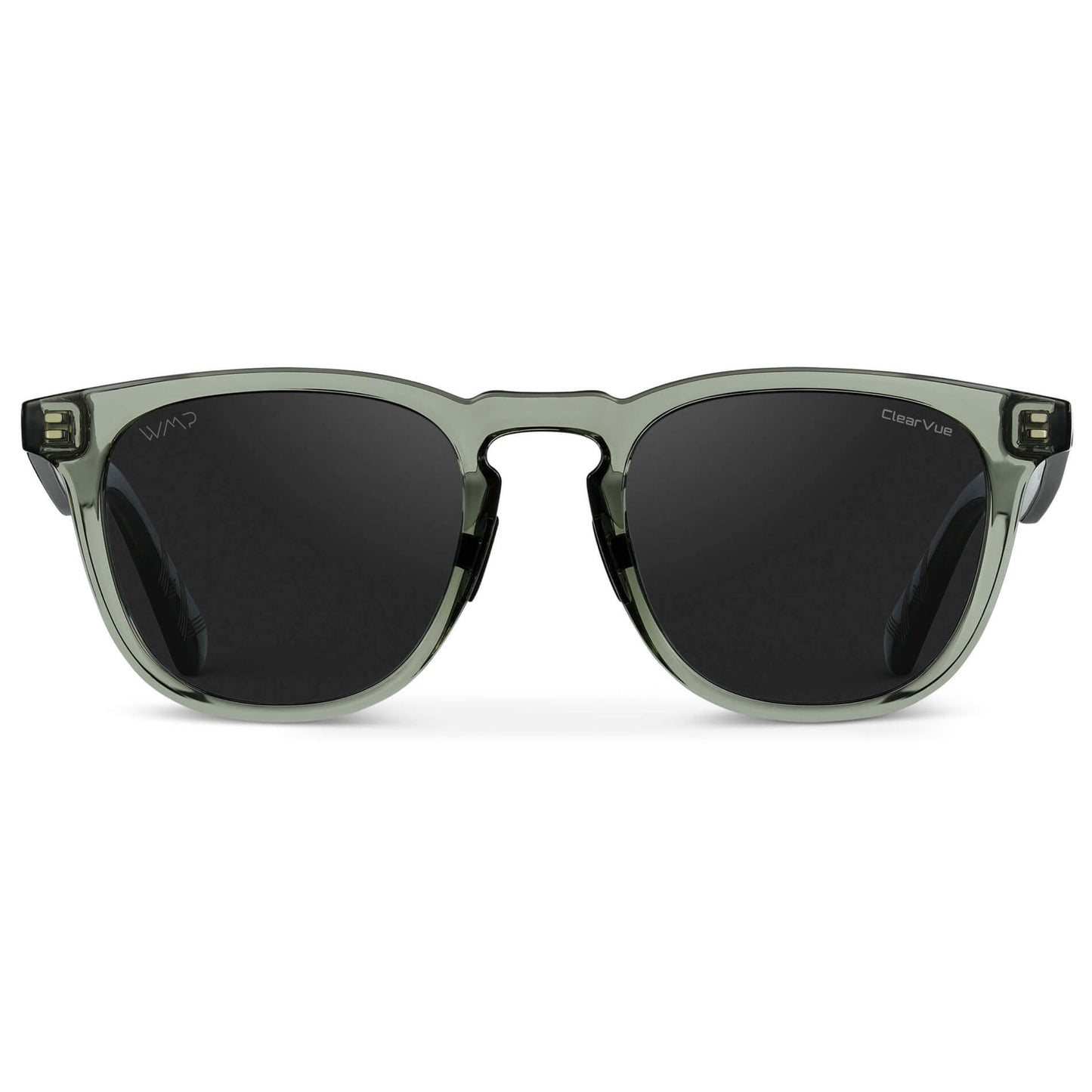 Crystal Agave Green / Black Lens || Green Round Frame Sunglasses with Black Polarized Lenses