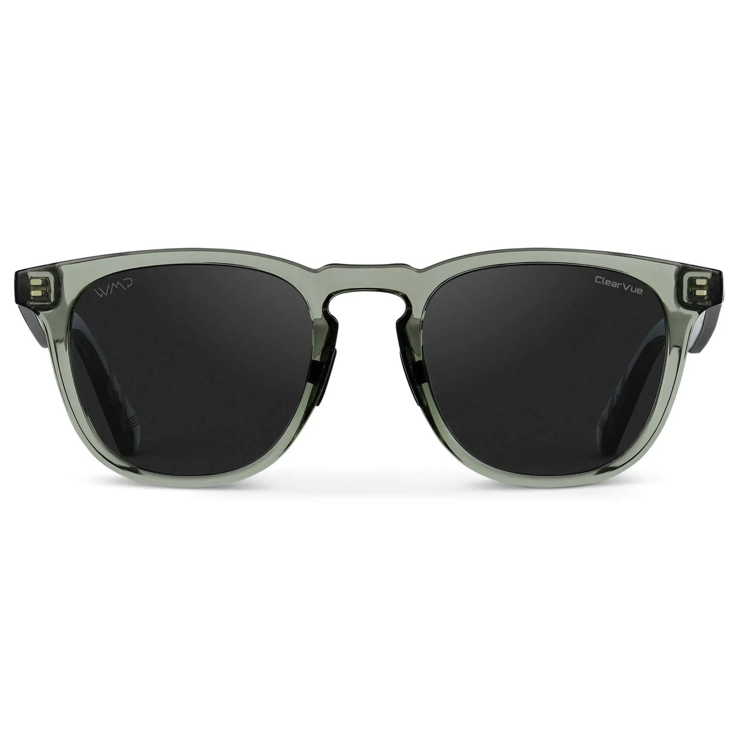 Crystal Agave Green / Black Lens || Green Round Frame Sunglasses with Black Polarized Lenses