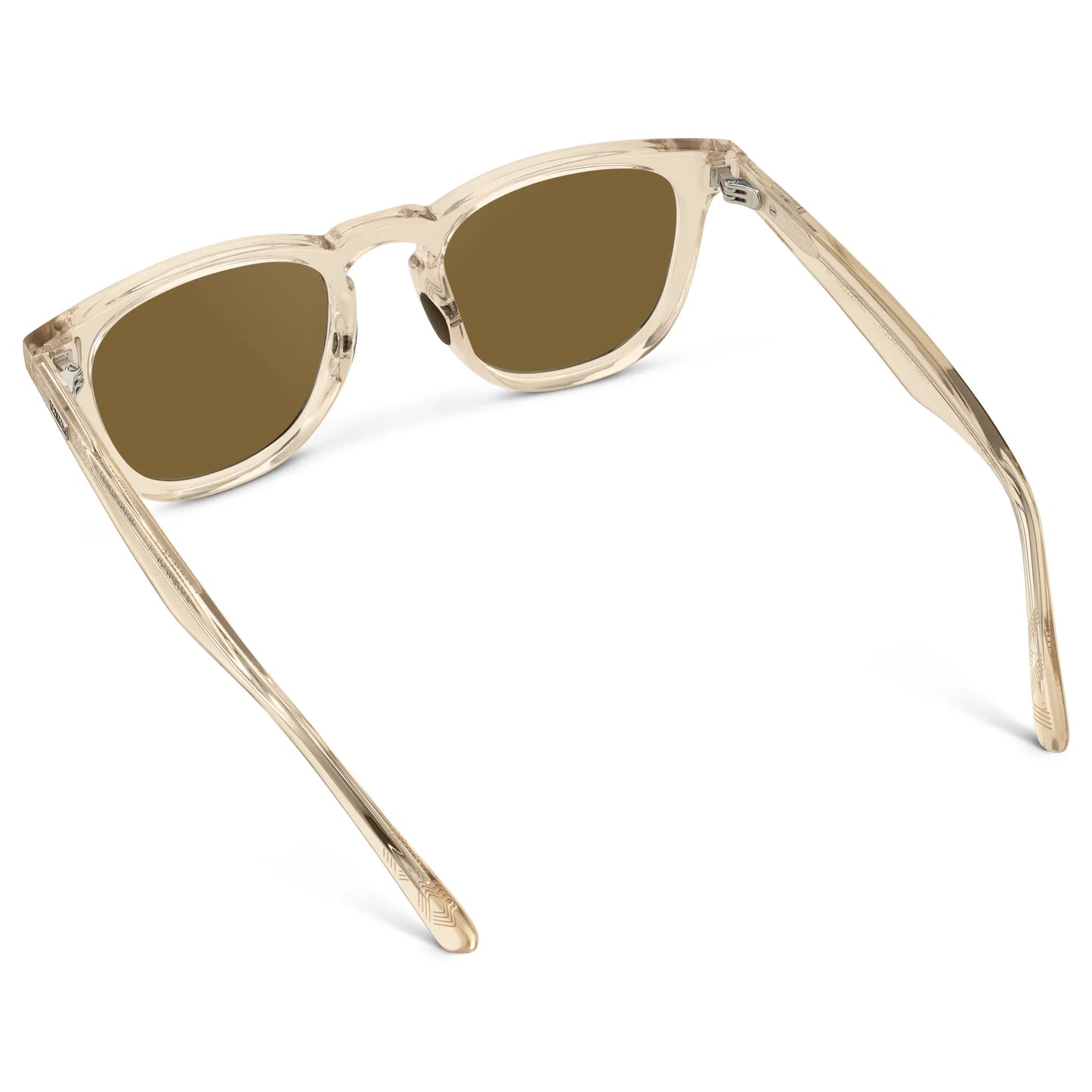 Sand Brown / Amber || Back view of Men's Round Prescription Sunglasses with Sand Brown Frame and Brown Lens on a white background