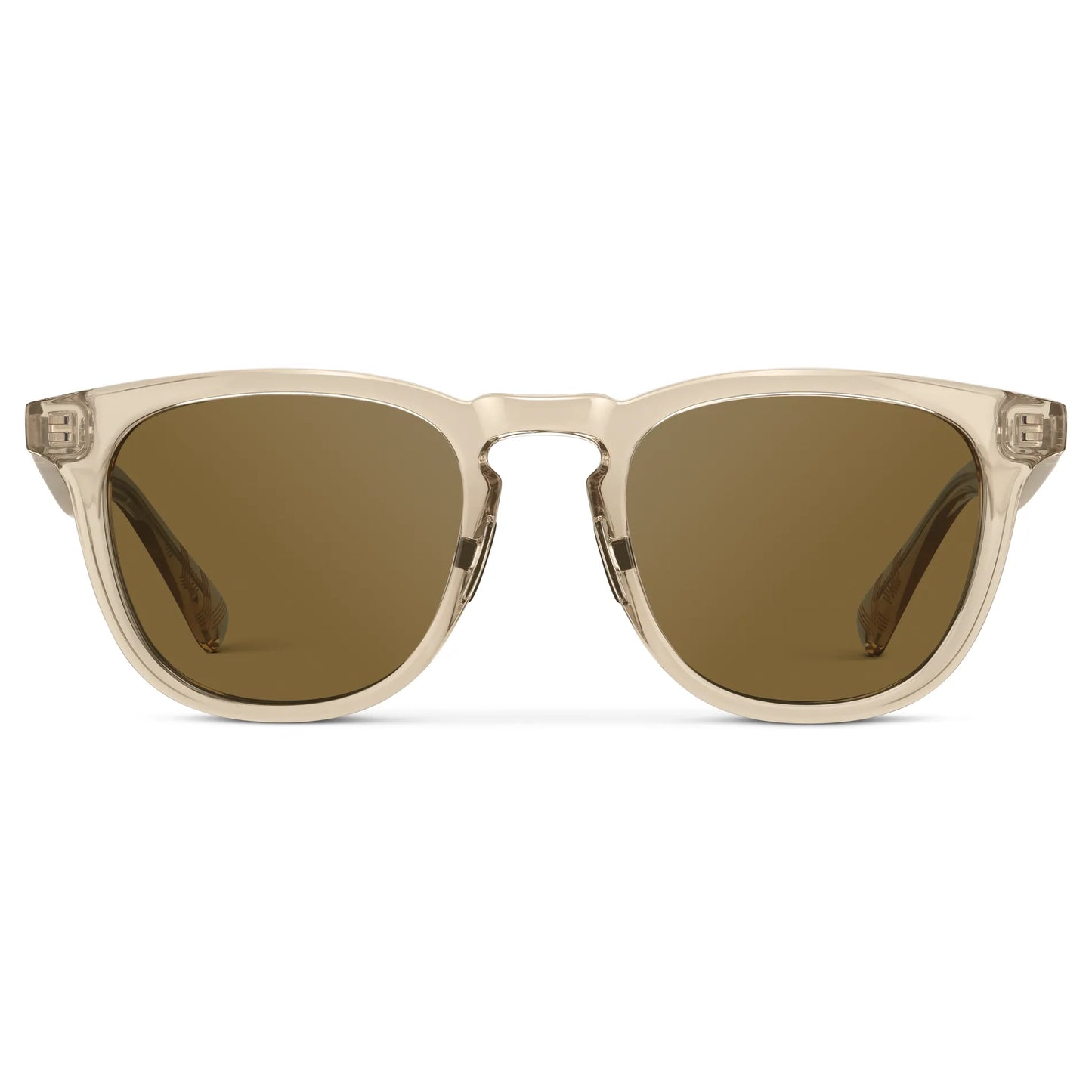 Sand Brown / Amber || Men's Round Prescription Sunglasses with Sand Brown Frame and Brown Lens on a white background