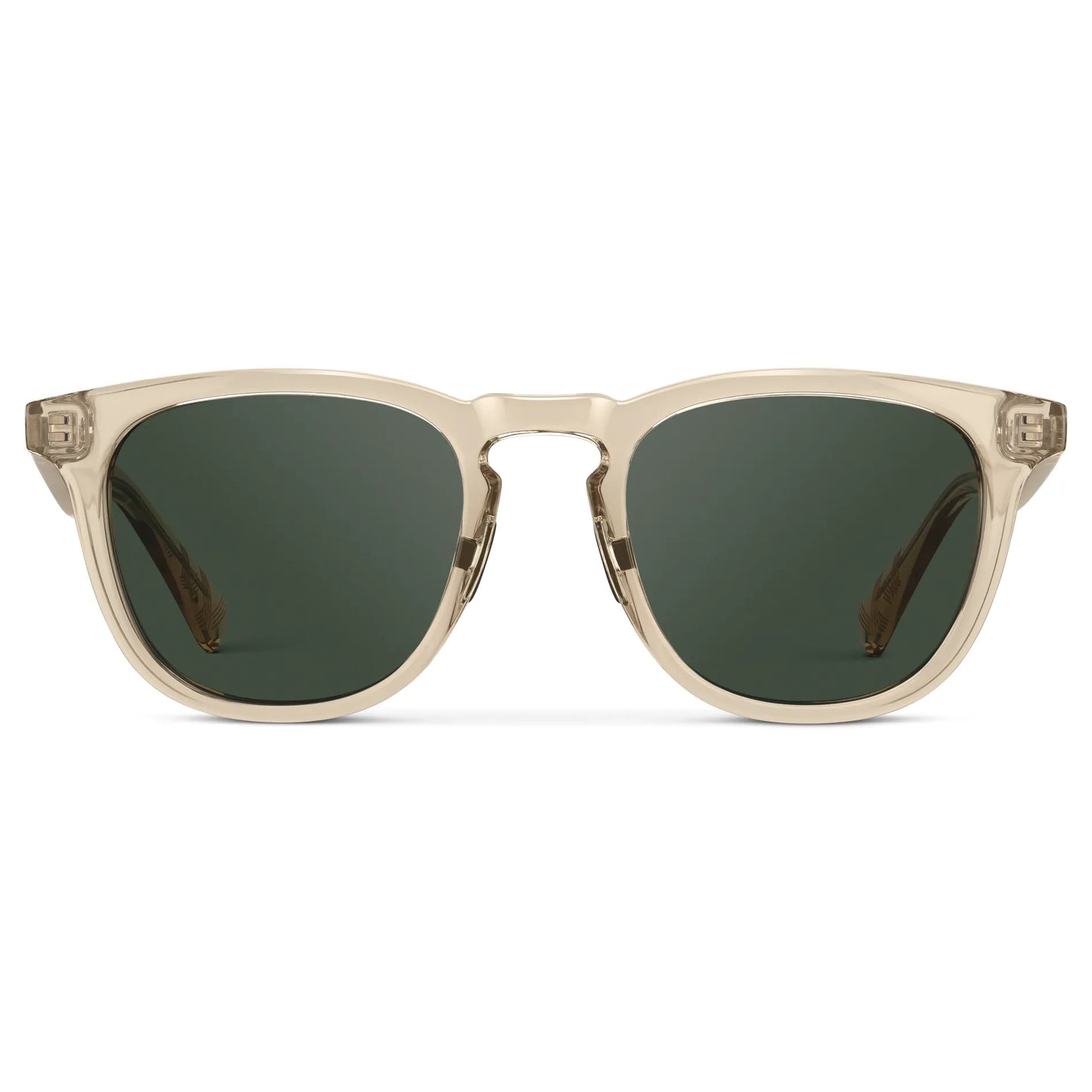 Sand Brown / G15 || Men's Round Prescription Sunglasses with Sand Brown Frame and Green Lens on a white background