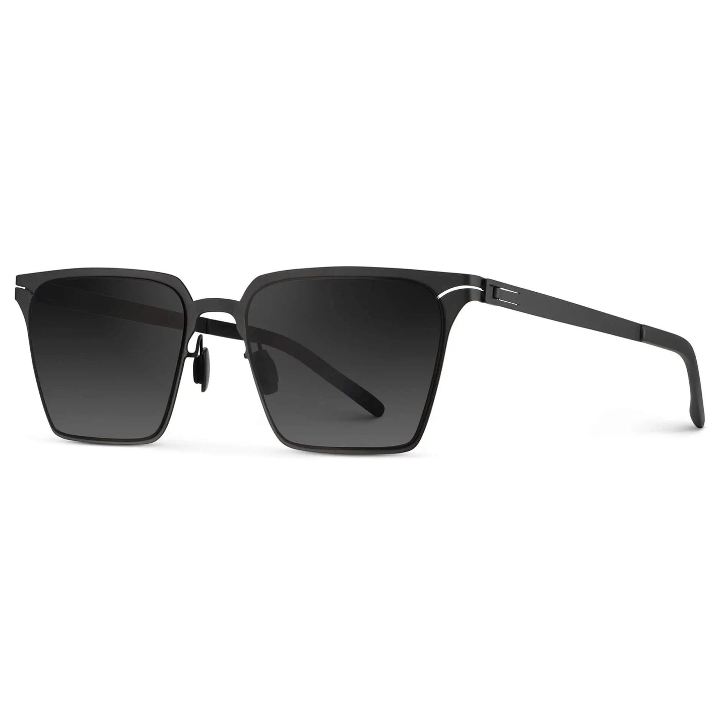 Matte Black / Black Gradient Lens || Men's Polarized Sunglasses with Matte Black Beta Titanium Metal Frame, Screwless Hinges, and Ultra Polarized Black Gradient Nylon Lens