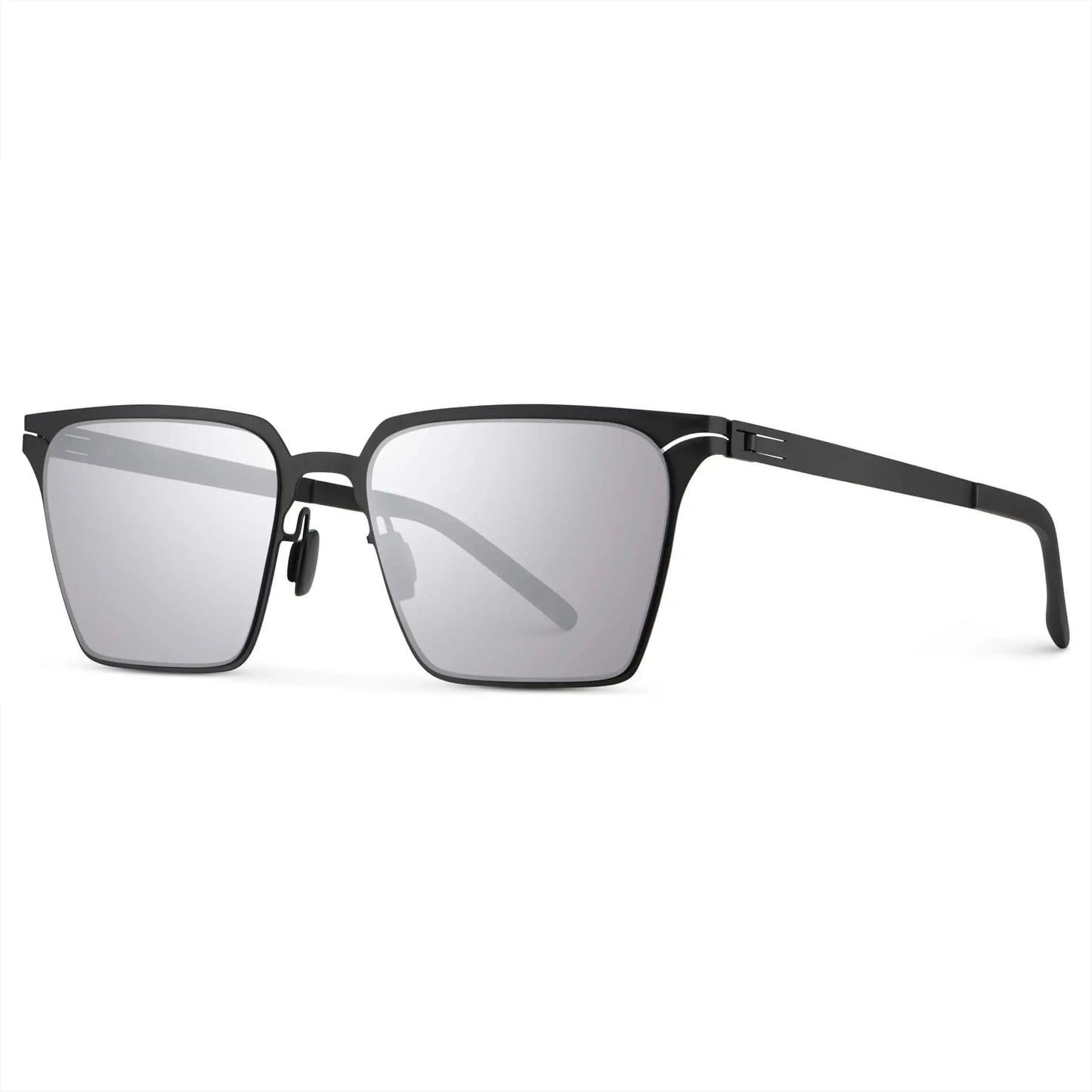 Matte Black / Silver Lens || Men's Polarized Sunglasses with Matte Black Beta Titanium Metal Frame, Screwless Hinges, and Ultra Polarized Silver Gradient Nylon Lens