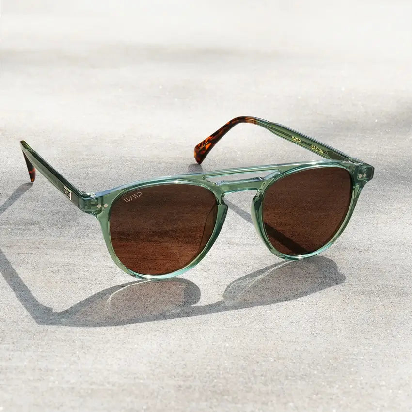Emerald Green / Brown Lens || Green Round Frame Sunglasses with Brown Polarized Lenses