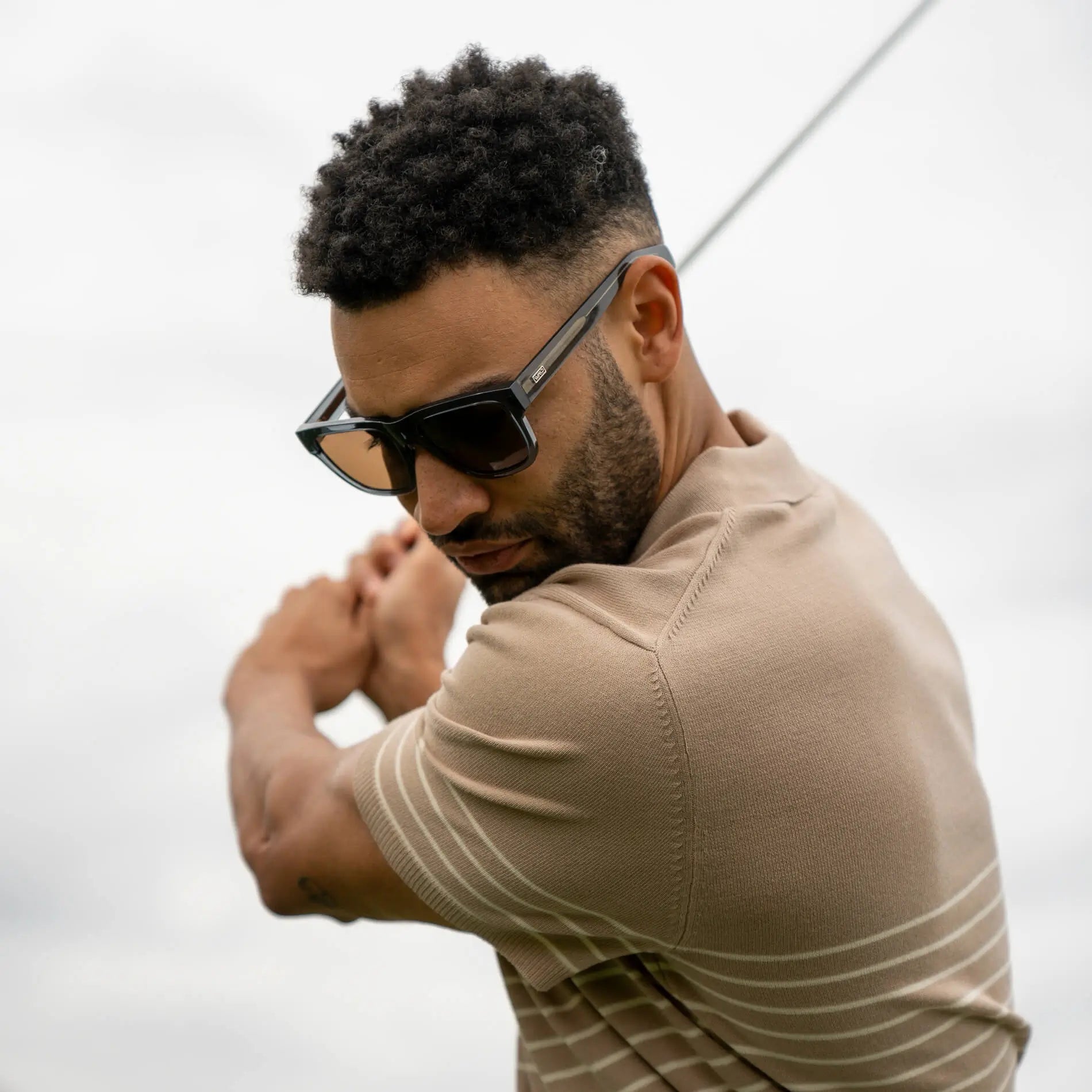 Crystal Navy Dusk / Brown Lens || Blue Square Frame Sunglasses with Brown Polarized Lenses