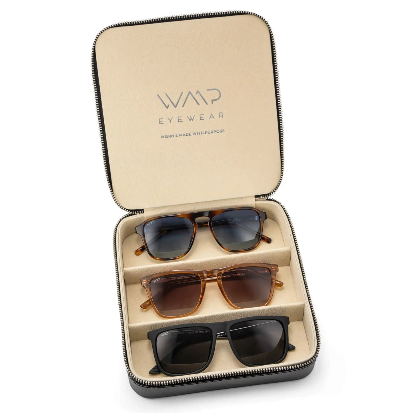 Black Case || Made for eyewear lovers, each curated sunglass kit includes three top-rated frames and a premium leather case, ideal for gifting or everyday wear.