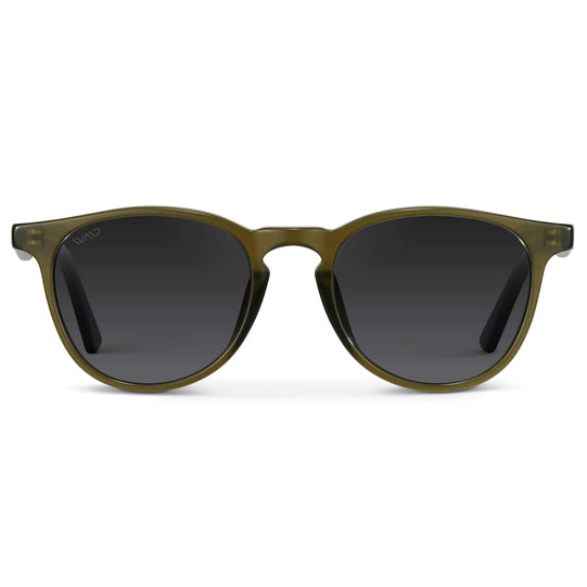 Saguaro Green / Black Gradient Lens || Round Sunglasses with Green Frame and Grey Lenses