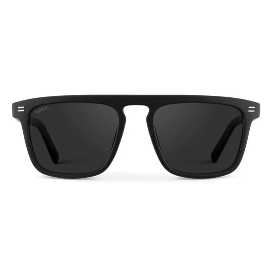 Matte Black / Black Lens || Men's Black Square Sunglasses with Black Polarized Lenses