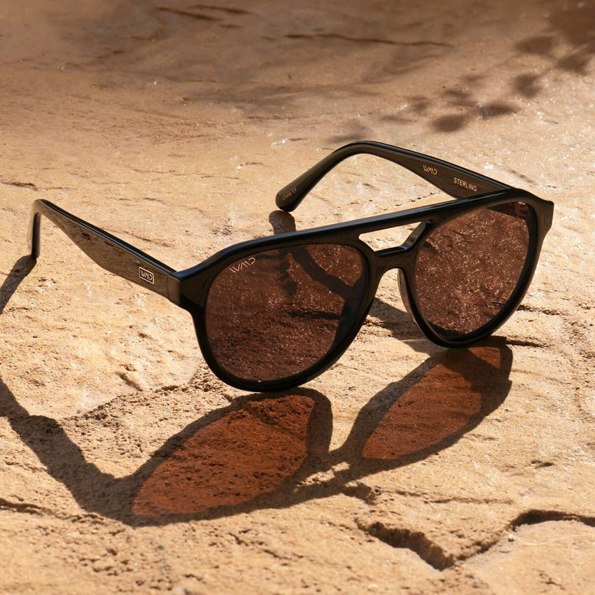 Black / Brown Lens || Black Aviator Frame Sunglasses with Brown Polarized Lenses