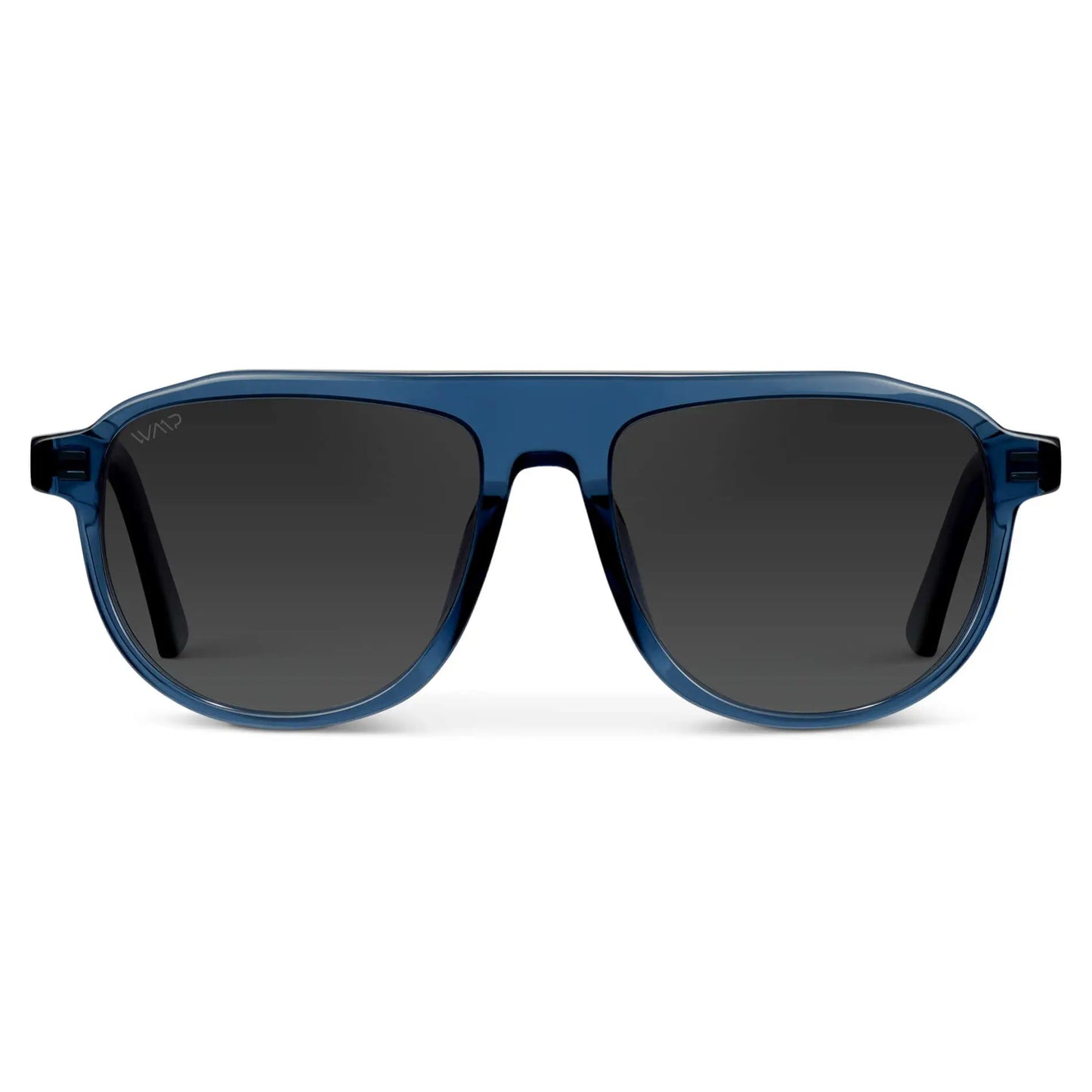 Crystal Cobalt / Smoke Gradient Lens || Blue Aviator Sunglasses with Black Polarized Lenses