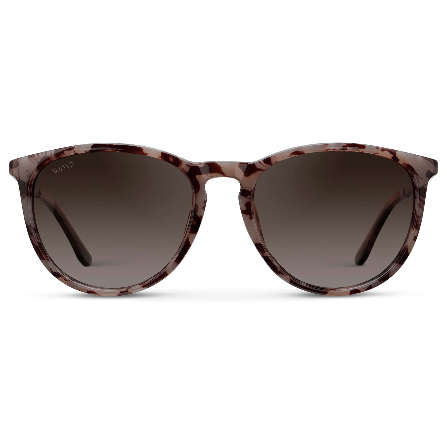 Blush Pink Tortoise / Brown Gradient Lens || Classic Round Frame Sunglasses with Pink Tortoise Frame and Brown Gradient Lenses