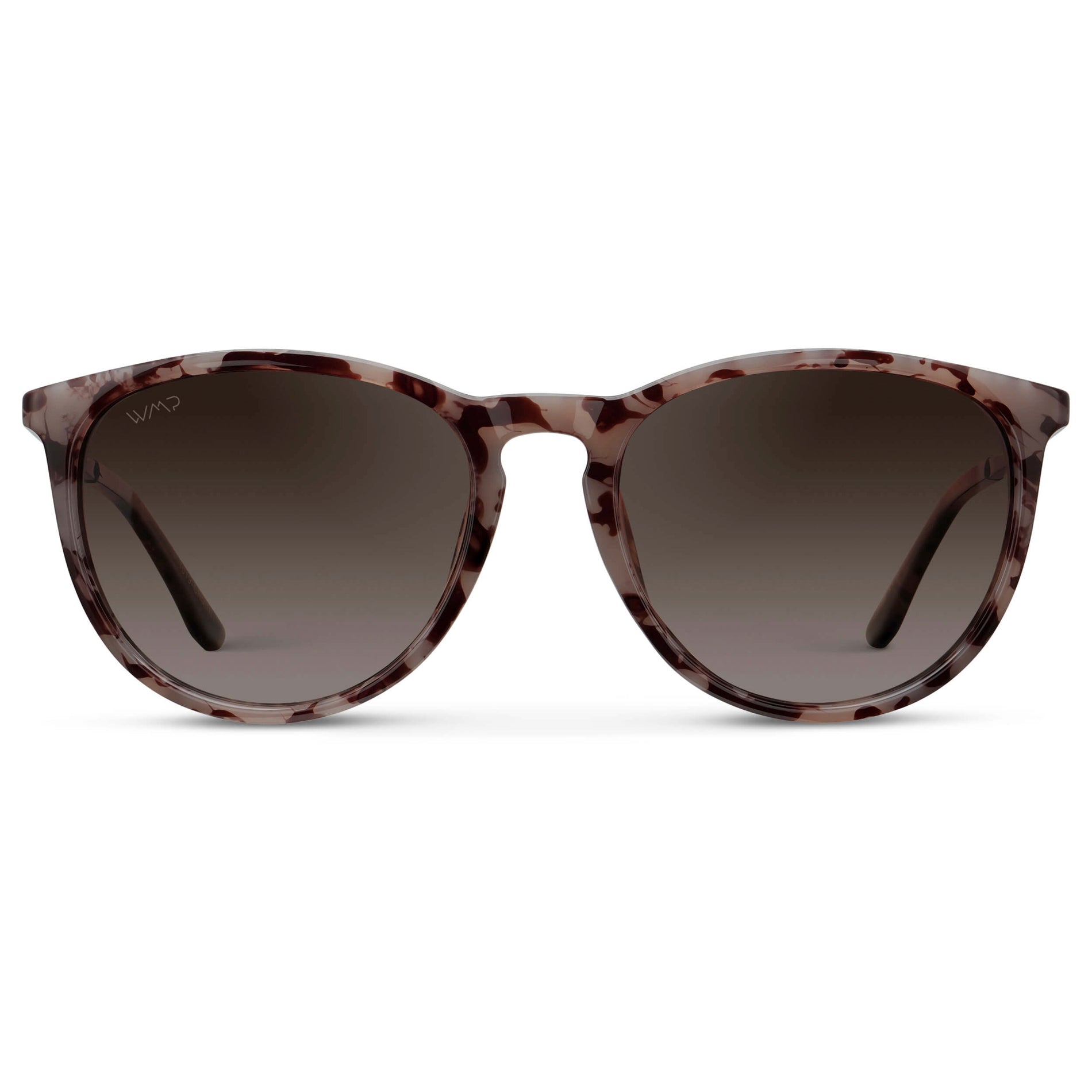 Blush Pink Tortoise / Brown Gradient Lens || Classic Round Frame Sunglasses with Pink Tortoise Frame and Brown Gradient Polarized Lenses