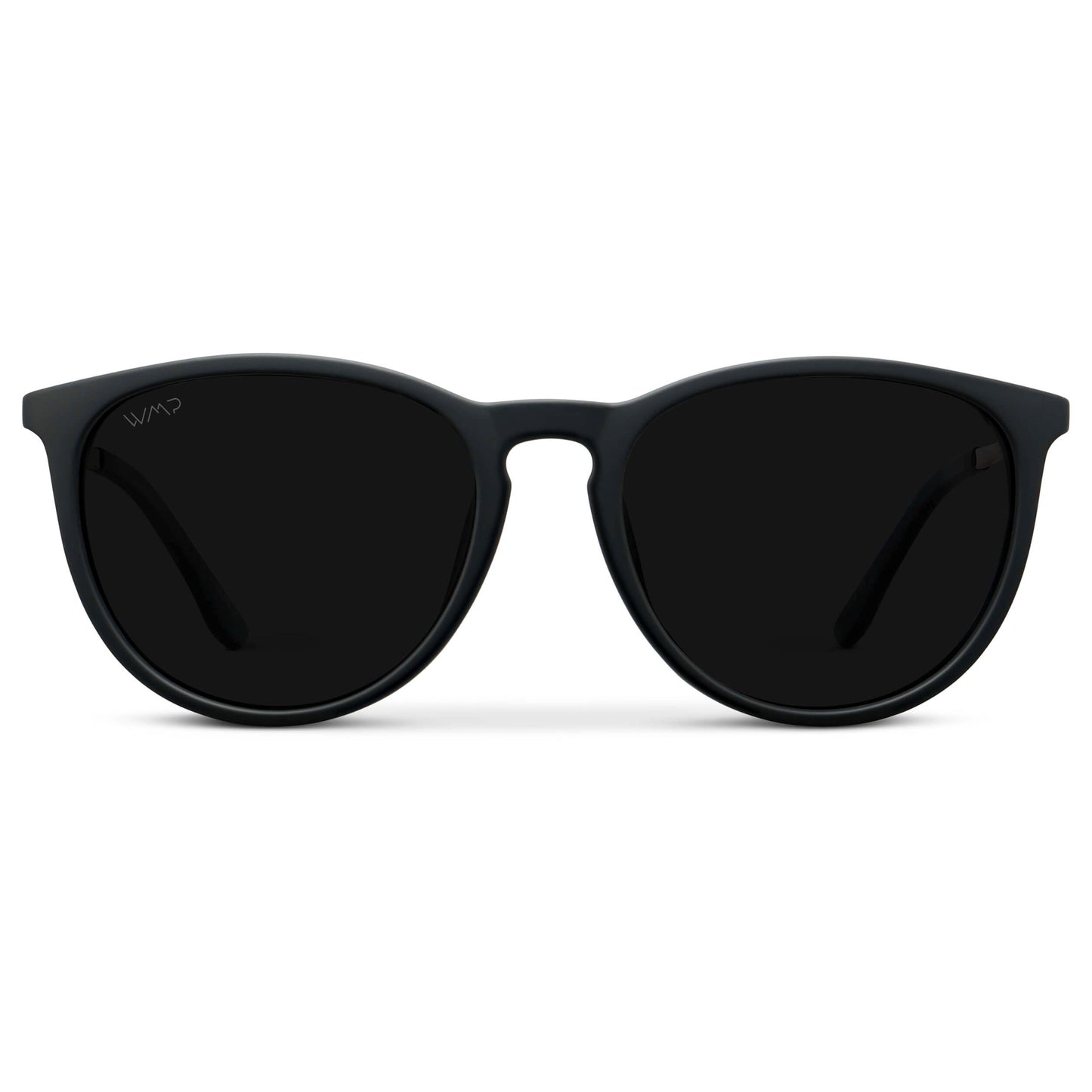 Gold / Black || Classic Round Frame Sunglasses with Black Frame and Black Lenses
