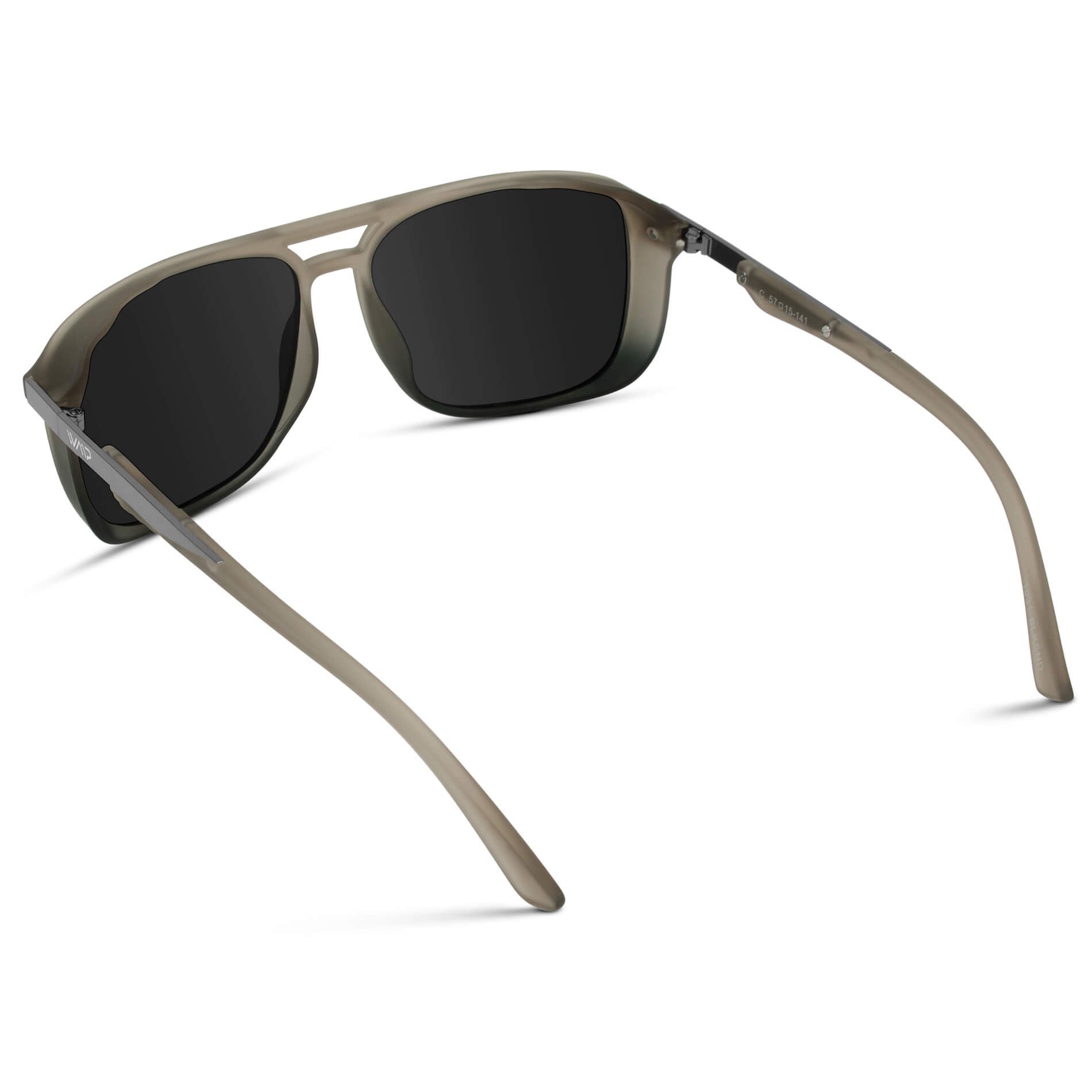 Sand Storm / Black Lens || Taupe Square Aviator Sunglasses with Black Polarized Lenses