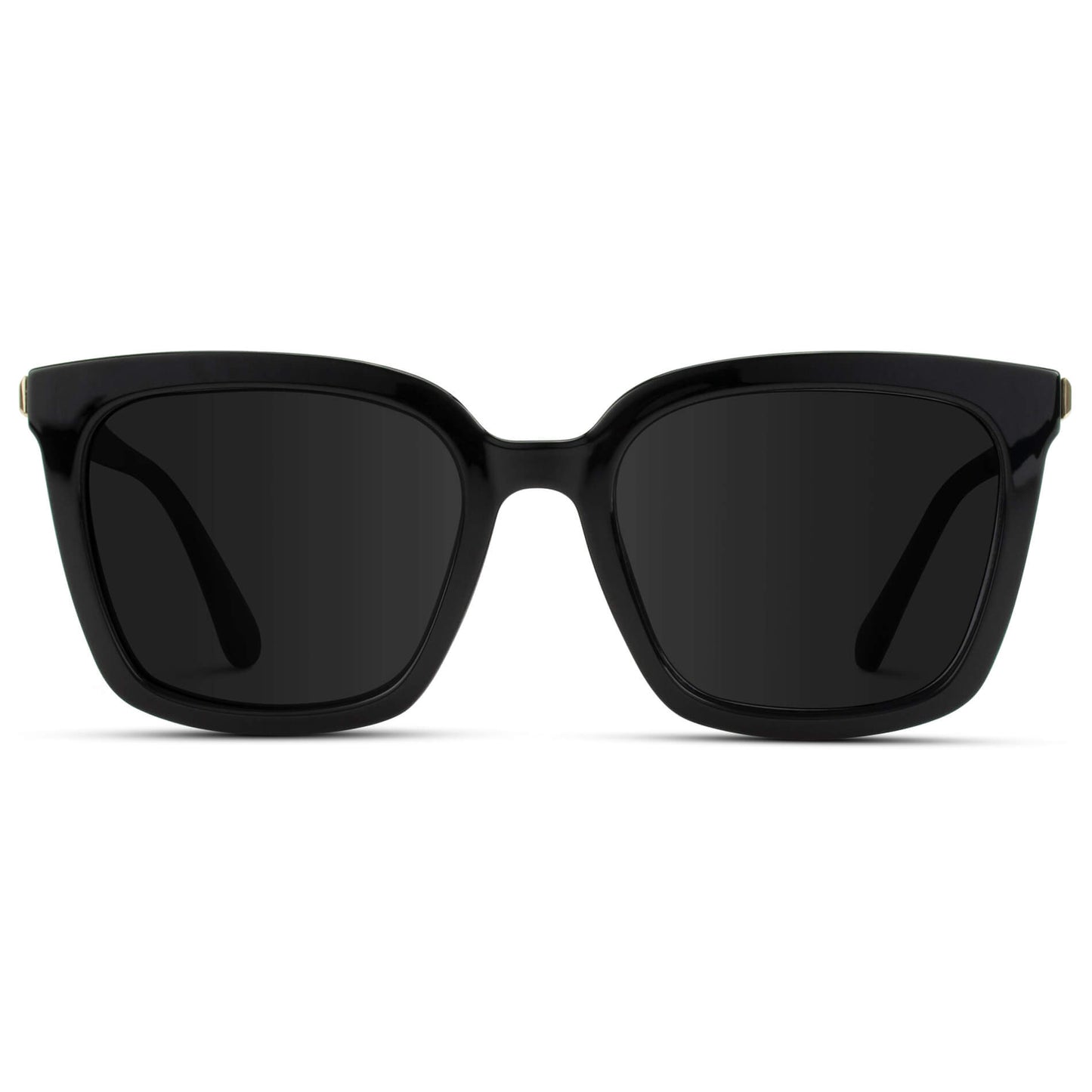 Black / Black Lens || Women's Black Oversized Square Frame Sunglasses with Black Polarized Lenses