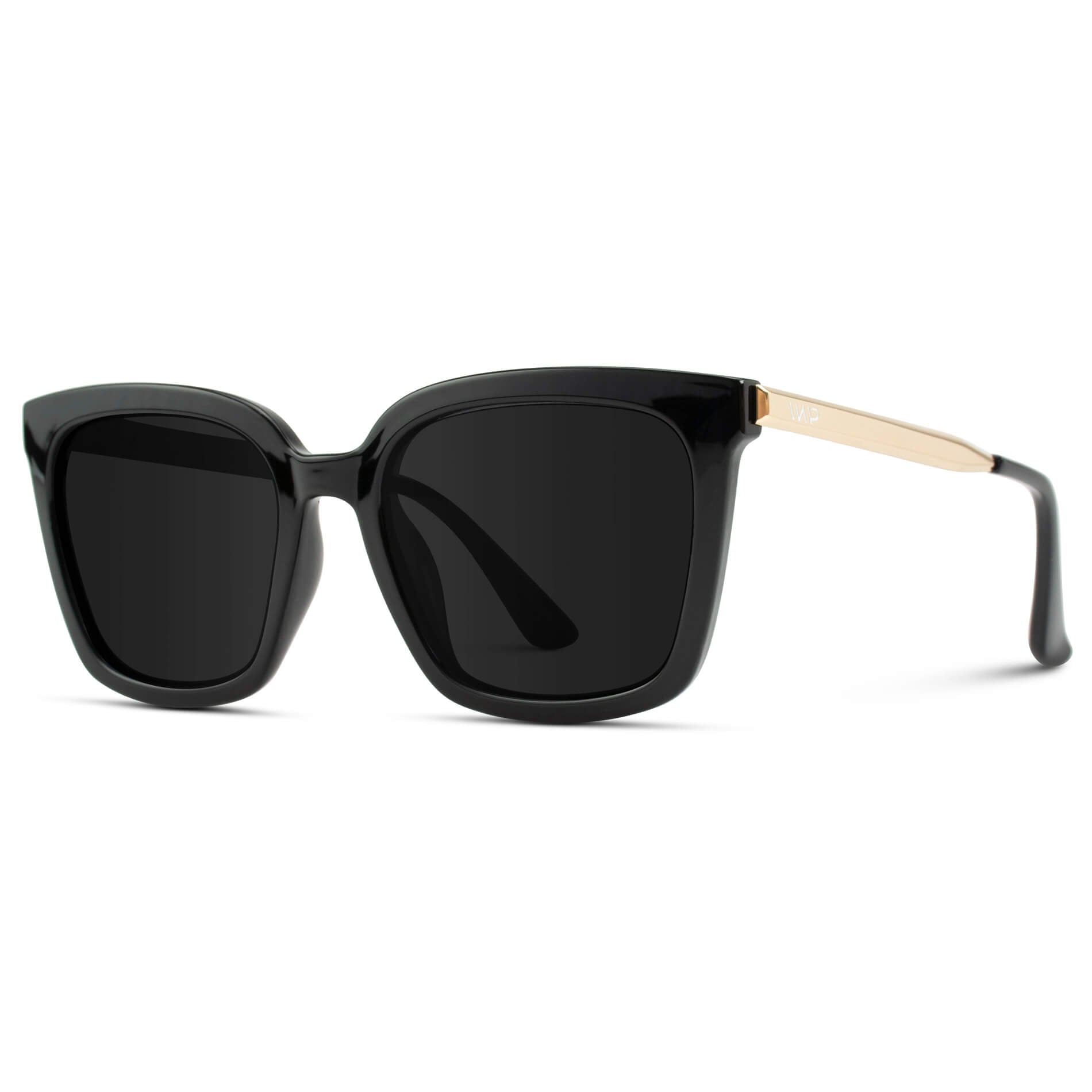 Black / Black Lens || Women's Black Oversized Square Frame Sunglasses with Black Polarized Lenses