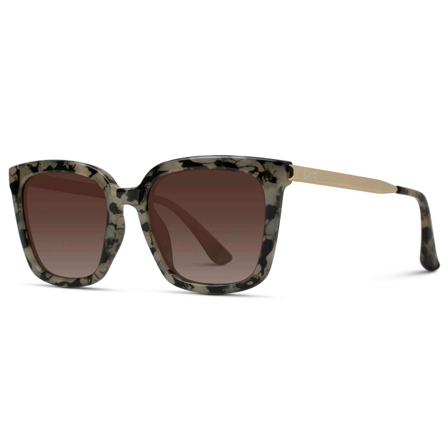 Beige Tortoise / Gradient Brown Lens || Tortoise Oversized Square Frame Sunglasses with Brown Polarized Lenses