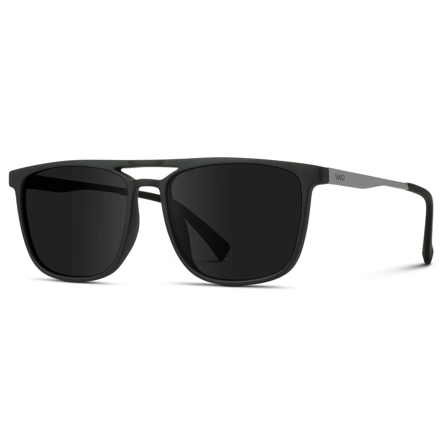 Jade Black || Matte Black Aviator Sunglasses with Silver Stainless Steel Arms